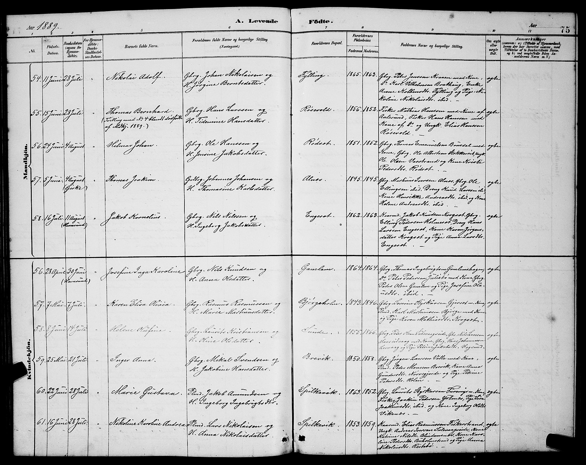 Ministerialprotokoller, klokkerbøker og fødselsregistre - Møre og Romsdal, AV/SAT-A-1454/528/L0431: Parish register (copy) no. 528C12, 1885-1898, p. 75