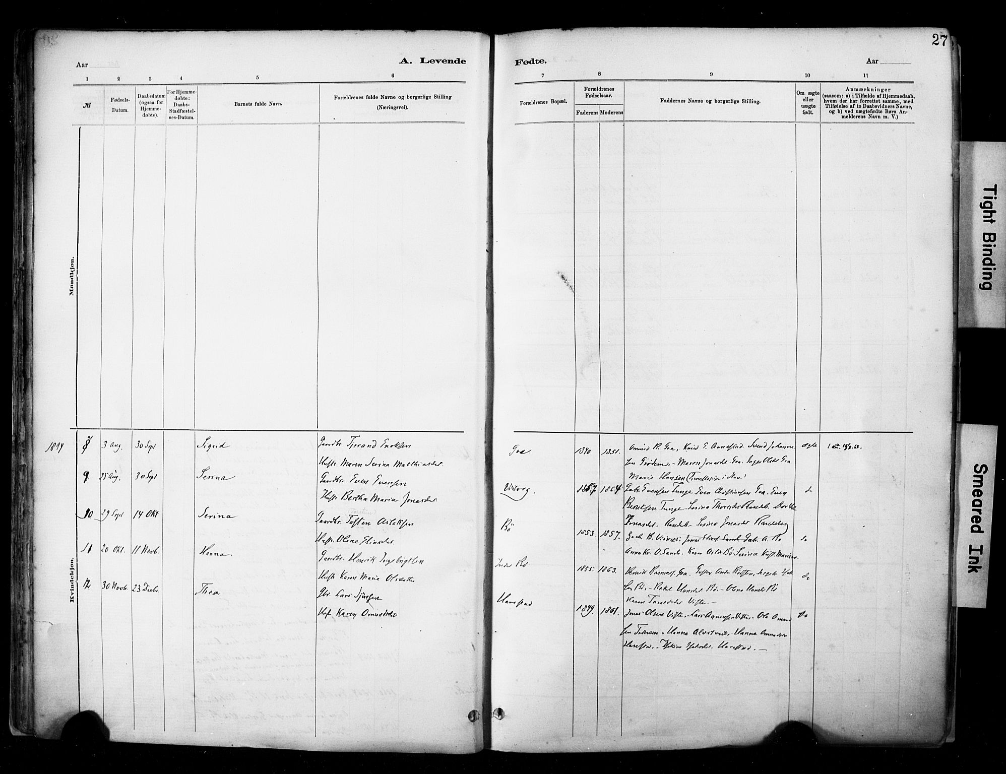 Hetland sokneprestkontor, SAST/A-101826/30/30BA/L0009: Parish register (official) no. A 9, 1882-1918, p. 27