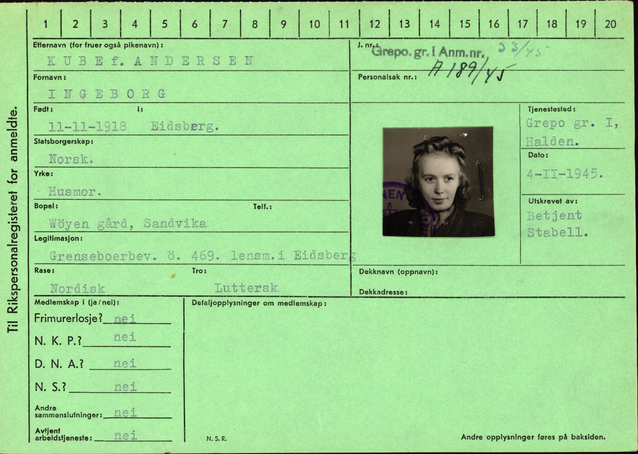 Statspolitiet - Hovedkontoret / Osloavdelingen, AV/RA-S-1329/C/Ca/L0009: Knutsen - Limstrand, 1943-1945, p. 2014