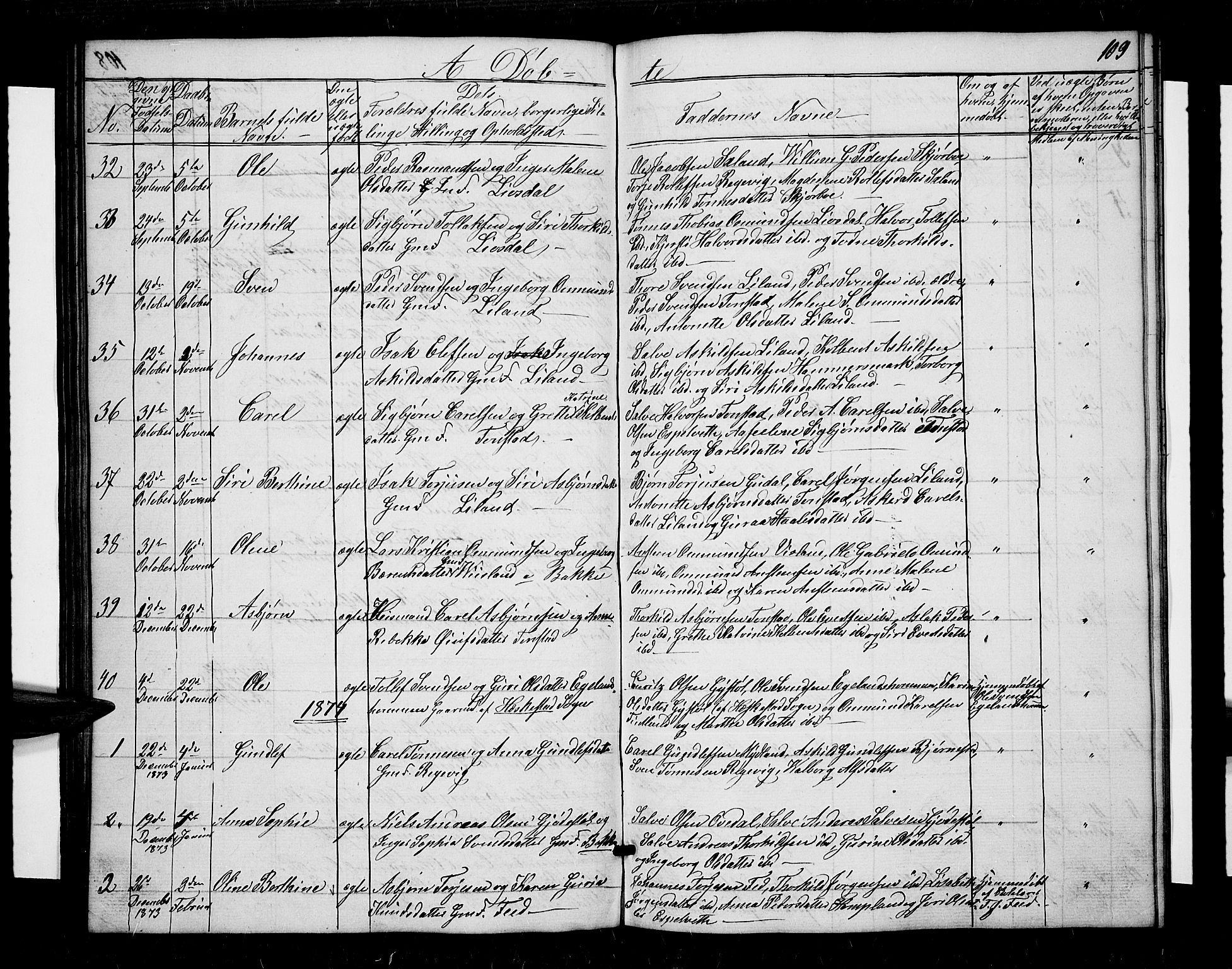 Sirdal sokneprestkontor, AV/SAK-1111-0036/F/Fb/Fbb/L0002: Parish register (copy) no. B 2, 1848-1878, p. 109