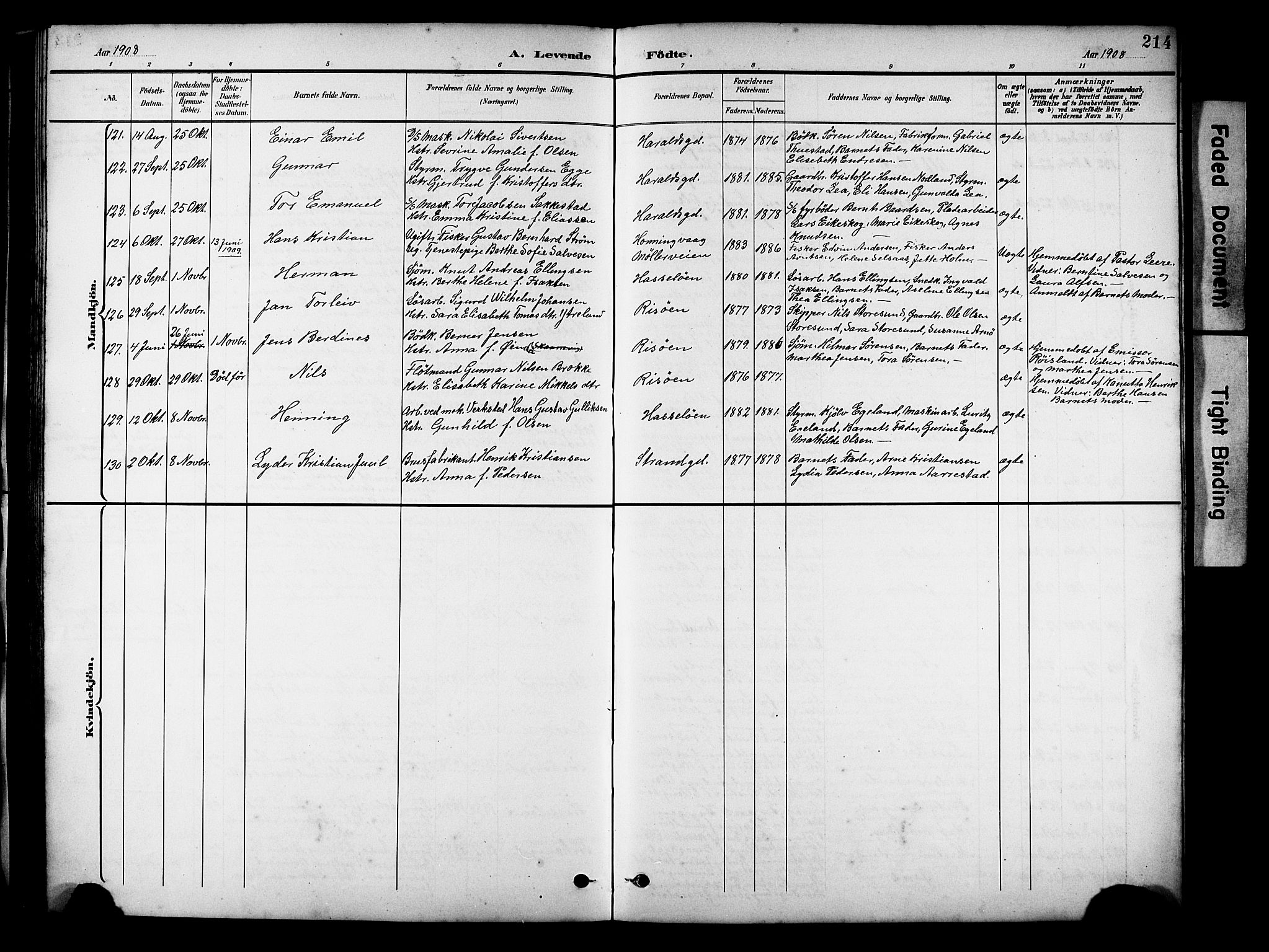 Haugesund sokneprestkontor, SAST/A -101863/H/Ha/Hab/L0005: Parish register (copy) no. B 5, 1894-1908, p. 214