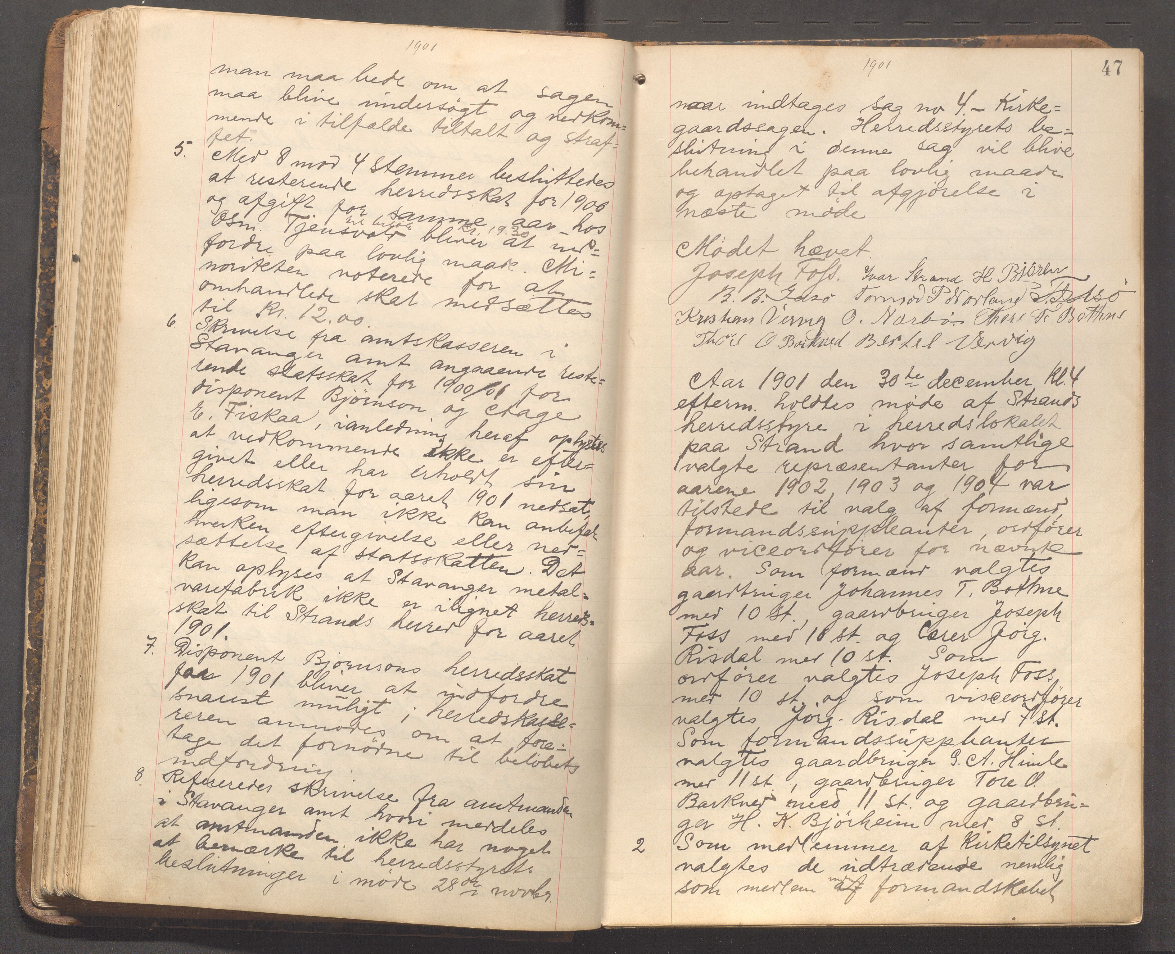 Strand kommune - Formannskapet/Rådmannskontoret, IKAR/A-104/A/Aa/Aaa/L0003: Møtebok, 1900-1912, p. 47