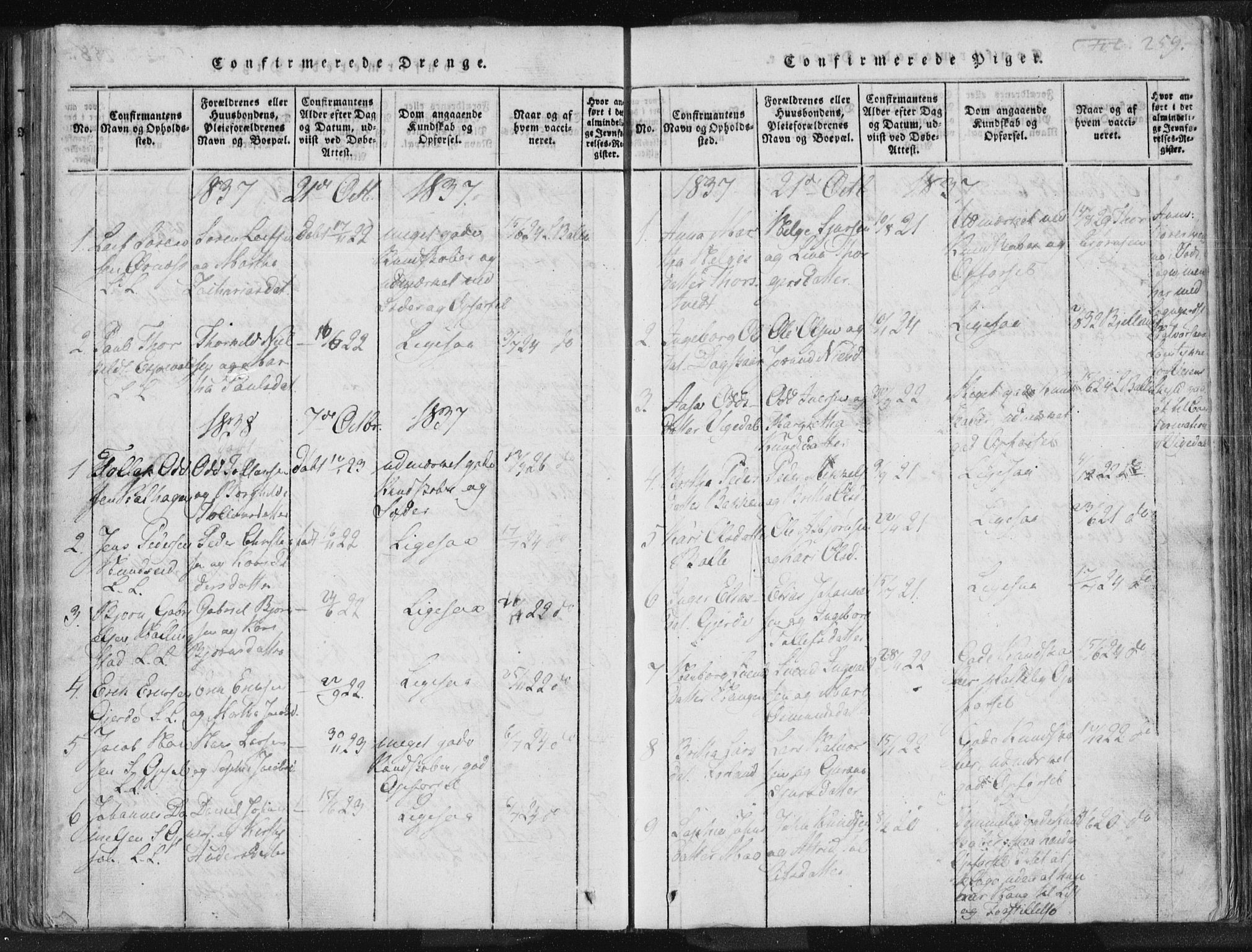 Vikedal sokneprestkontor, SAST/A-101840/01/IV: Parish register (official) no. A 3, 1817-1850, p. 259