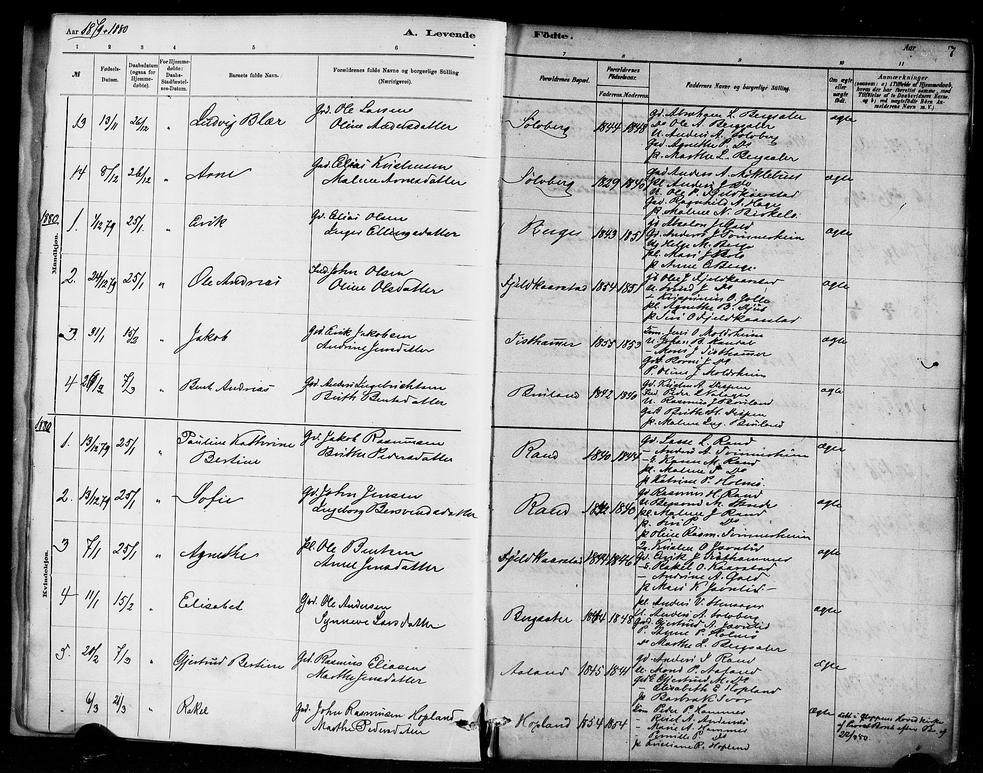 Innvik sokneprestembete, AV/SAB-A-80501: Parish register (official) no. D 1, 1879-1900, p. 7