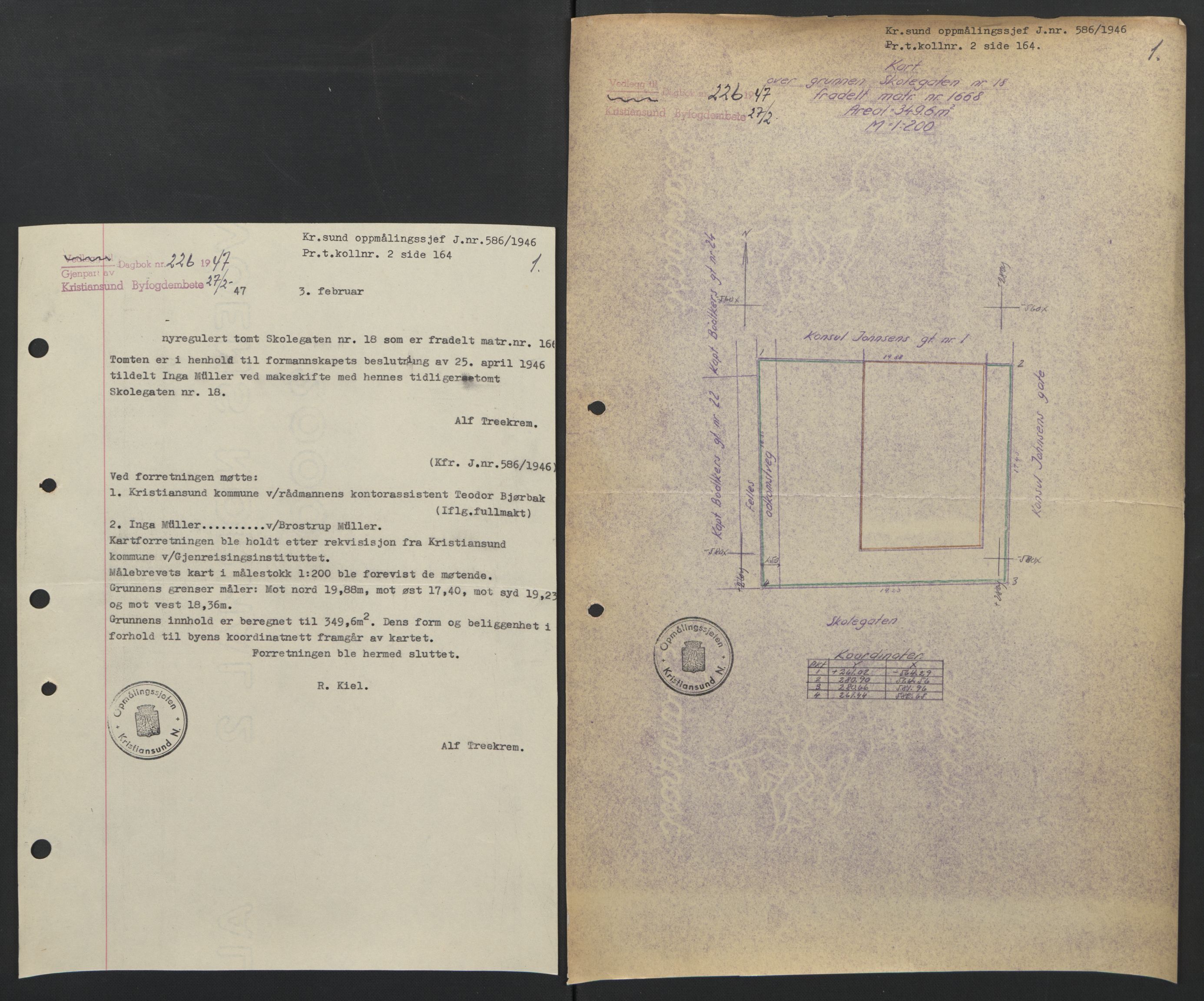 Kristiansund byfogd, AV/SAT-A-4587/A/27: Mortgage book no. 42, 1947-1950, Diary no: : 226/1947