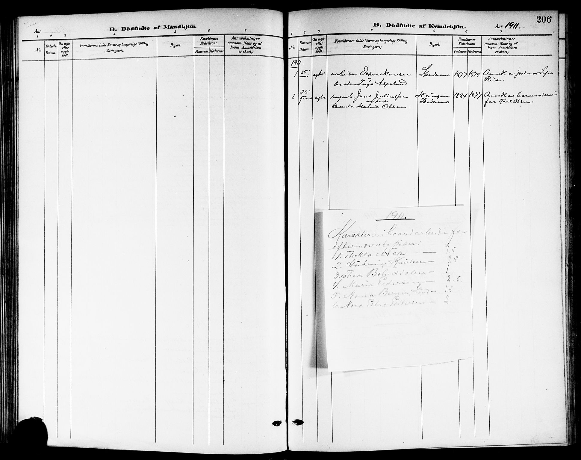 Skedsmo prestekontor Kirkebøker, AV/SAO-A-10033a/G/Ga/L0005b: Parish register (copy) no. I 5B, 1902-1911, p. 206