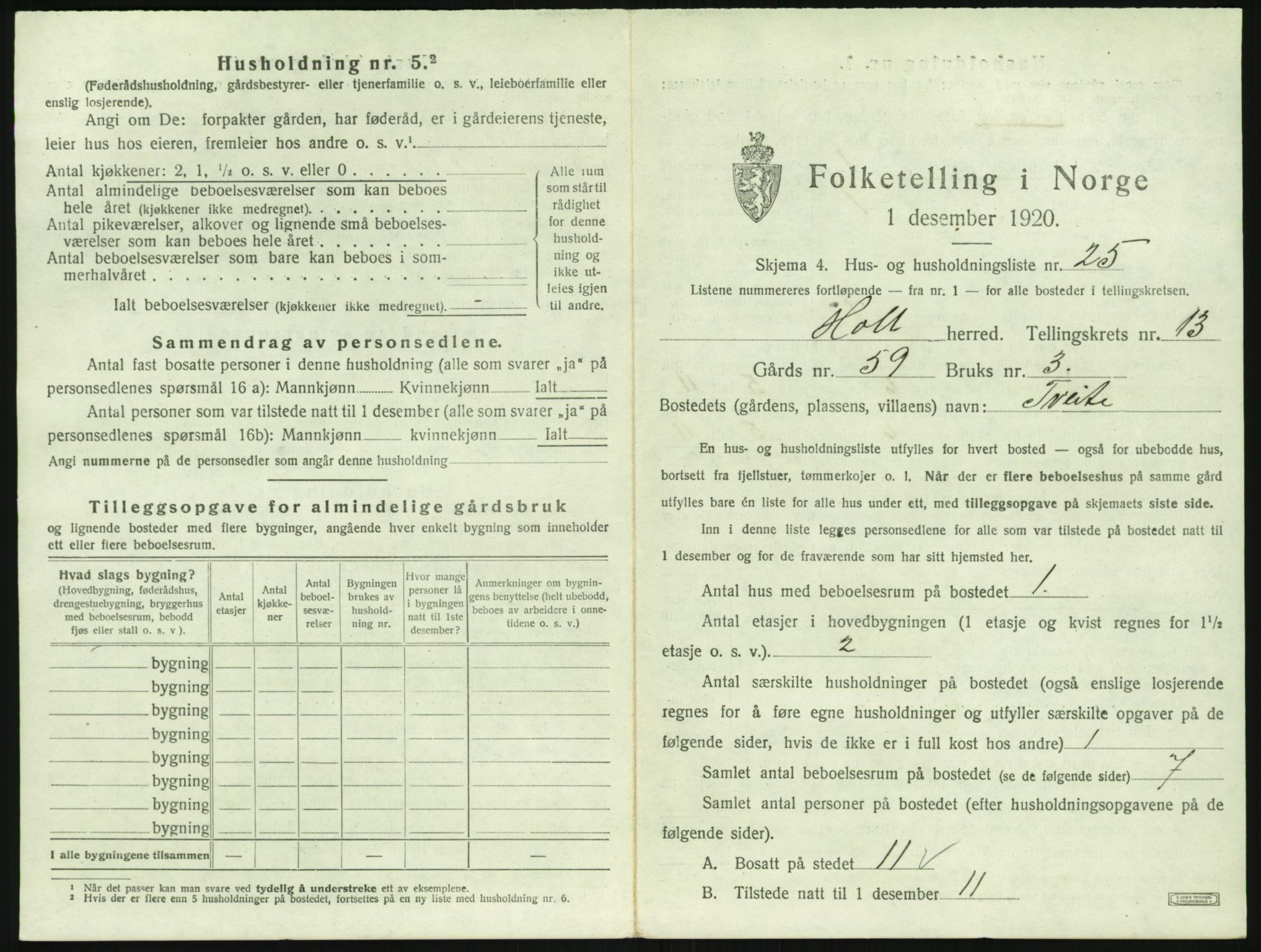 SAK, 1920 census for Holt, 1920, p. 1404