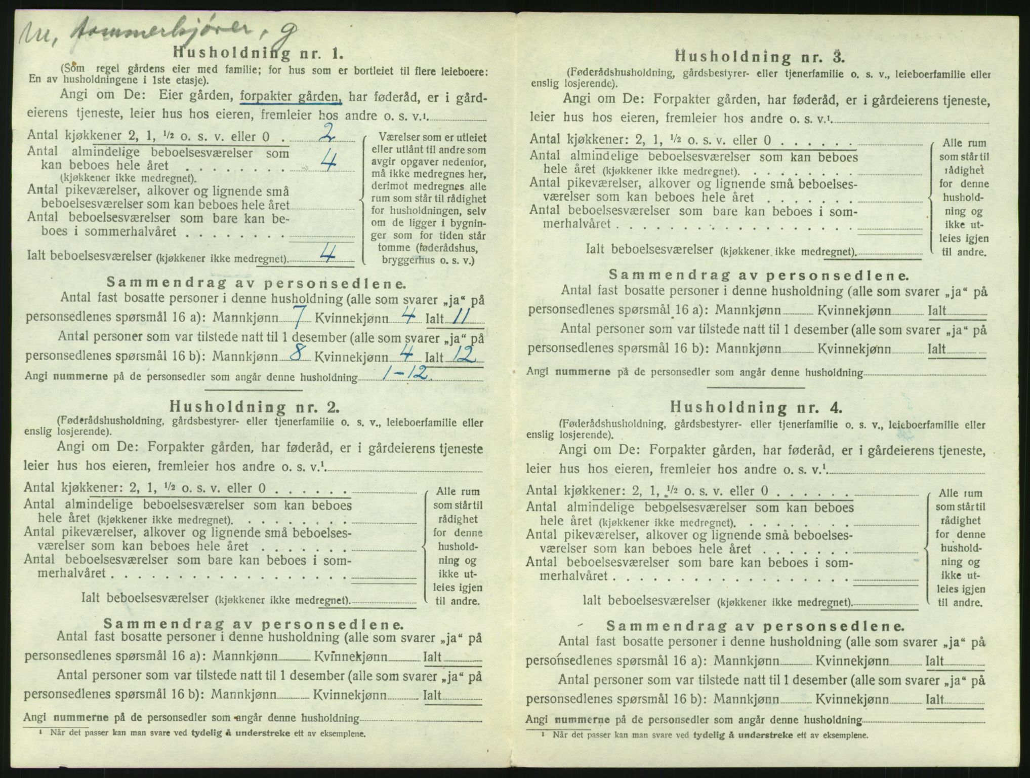 SAH, 1920 census for Lunner, 1920, p. 1622