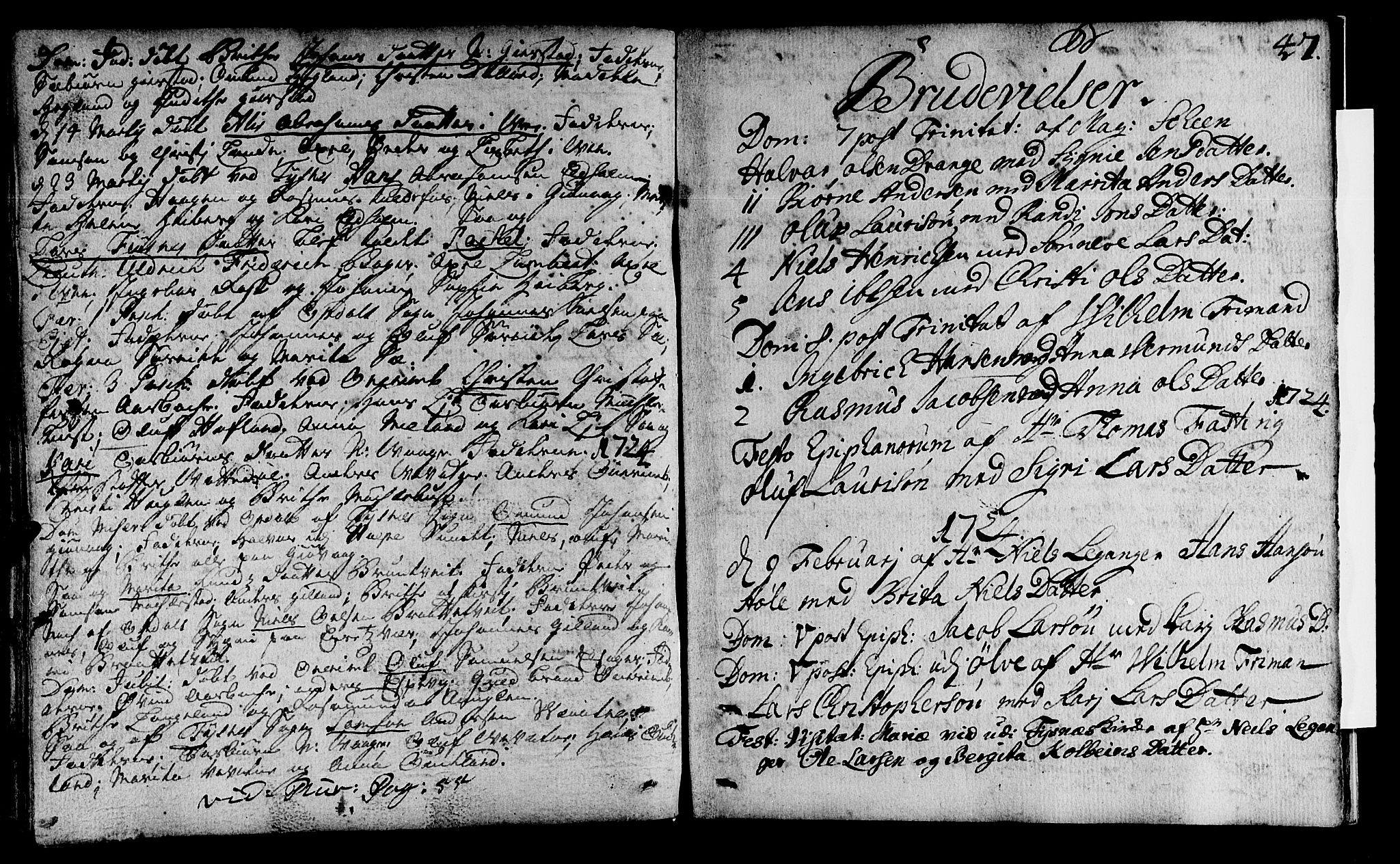 Tysnes sokneprestembete, SAB/A-78601/H/Haa: Parish register (official) no. A 1, 1723-1731, p. 47
