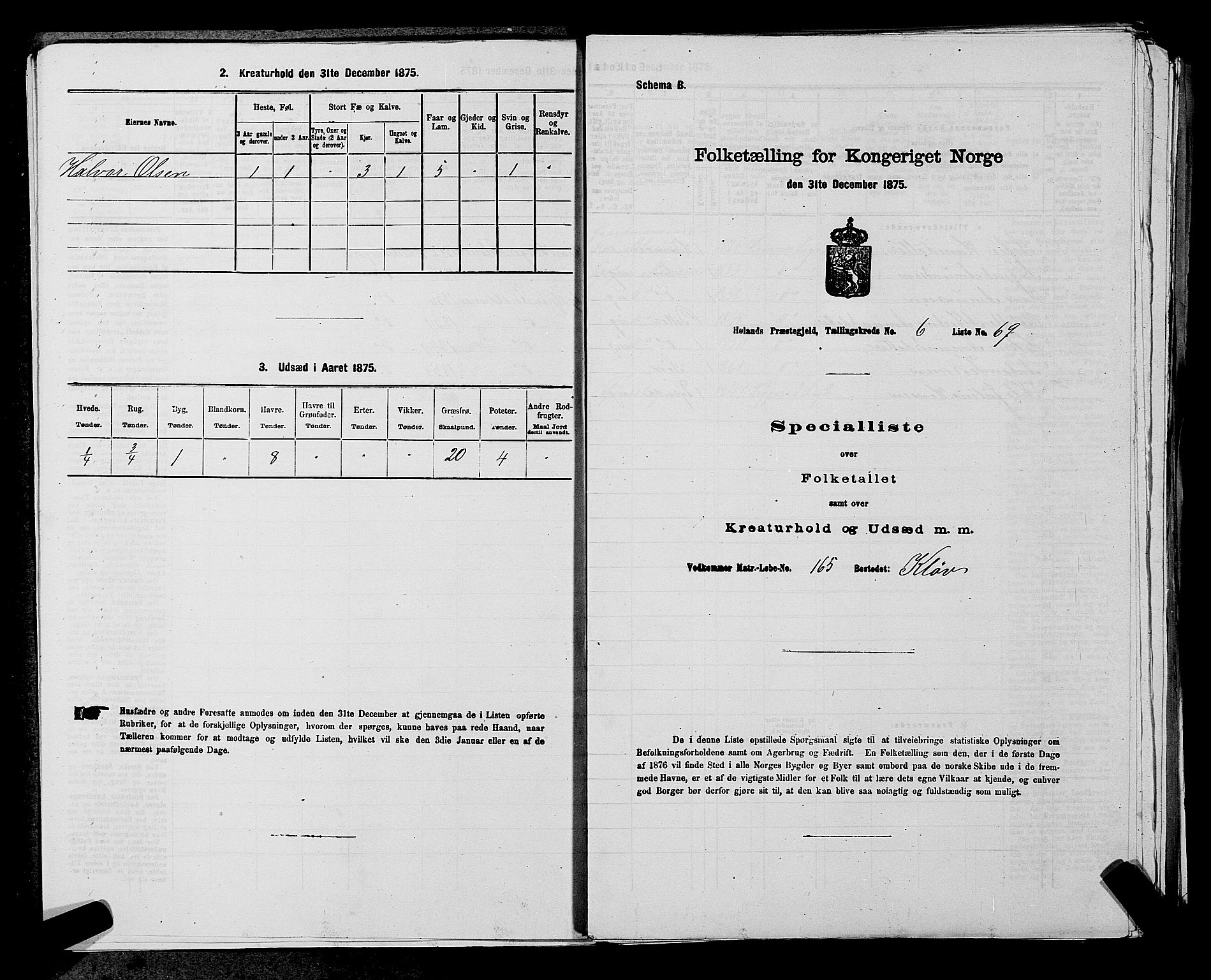 RA, 1875 census for 0221P Høland, 1875, p. 1224