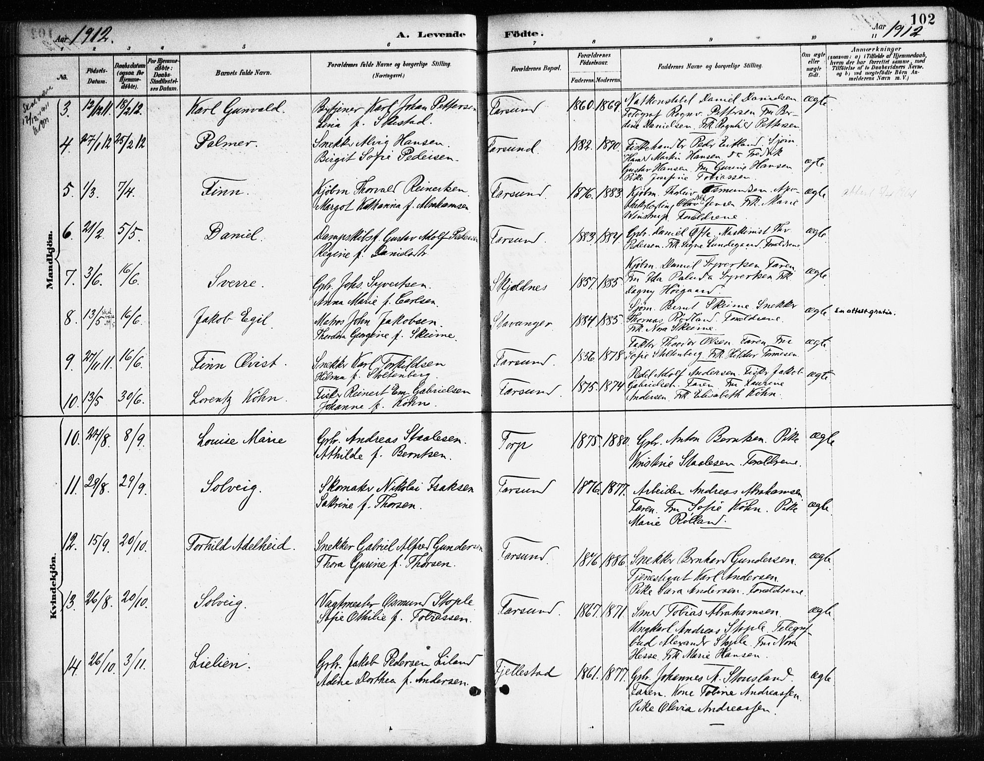 Farsund sokneprestkontor, AV/SAK-1111-0009/F/Fa/L0006: Parish register (official) no. A 6, 1887-1920, p. 102