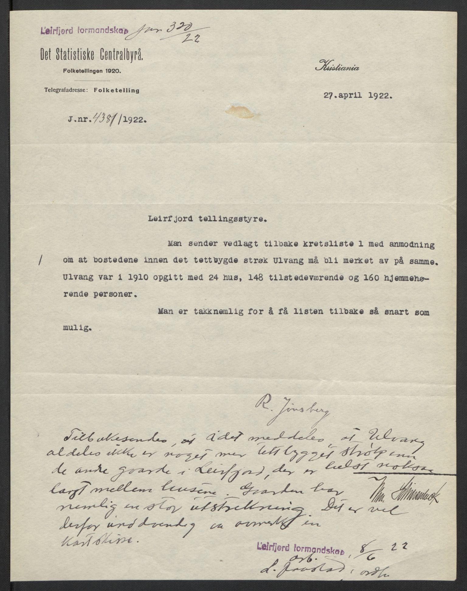 SAT, 1920 census for Leirfjord, 1920, p. 3