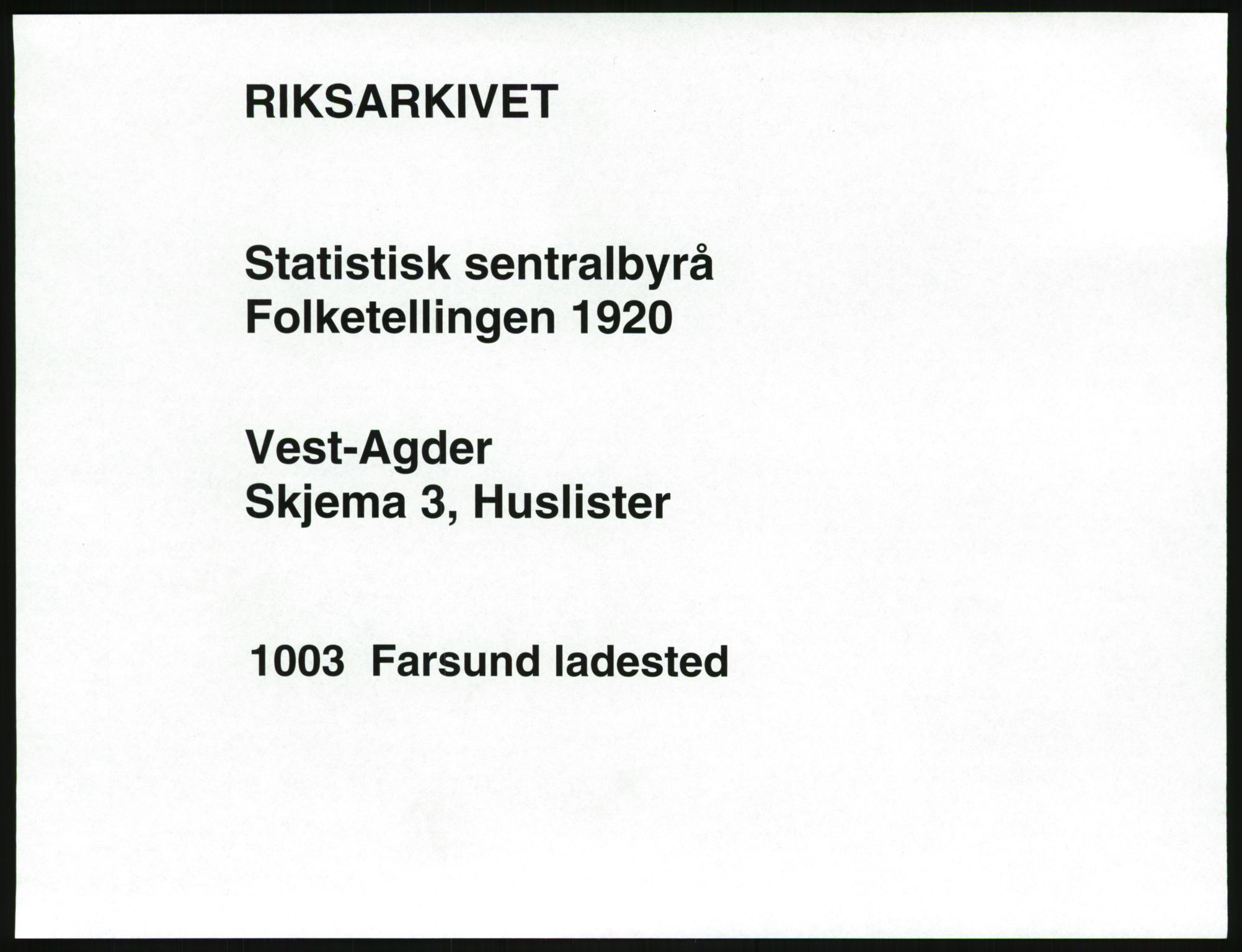 SAK, 1920 census for Farsund, 1920, p. 15