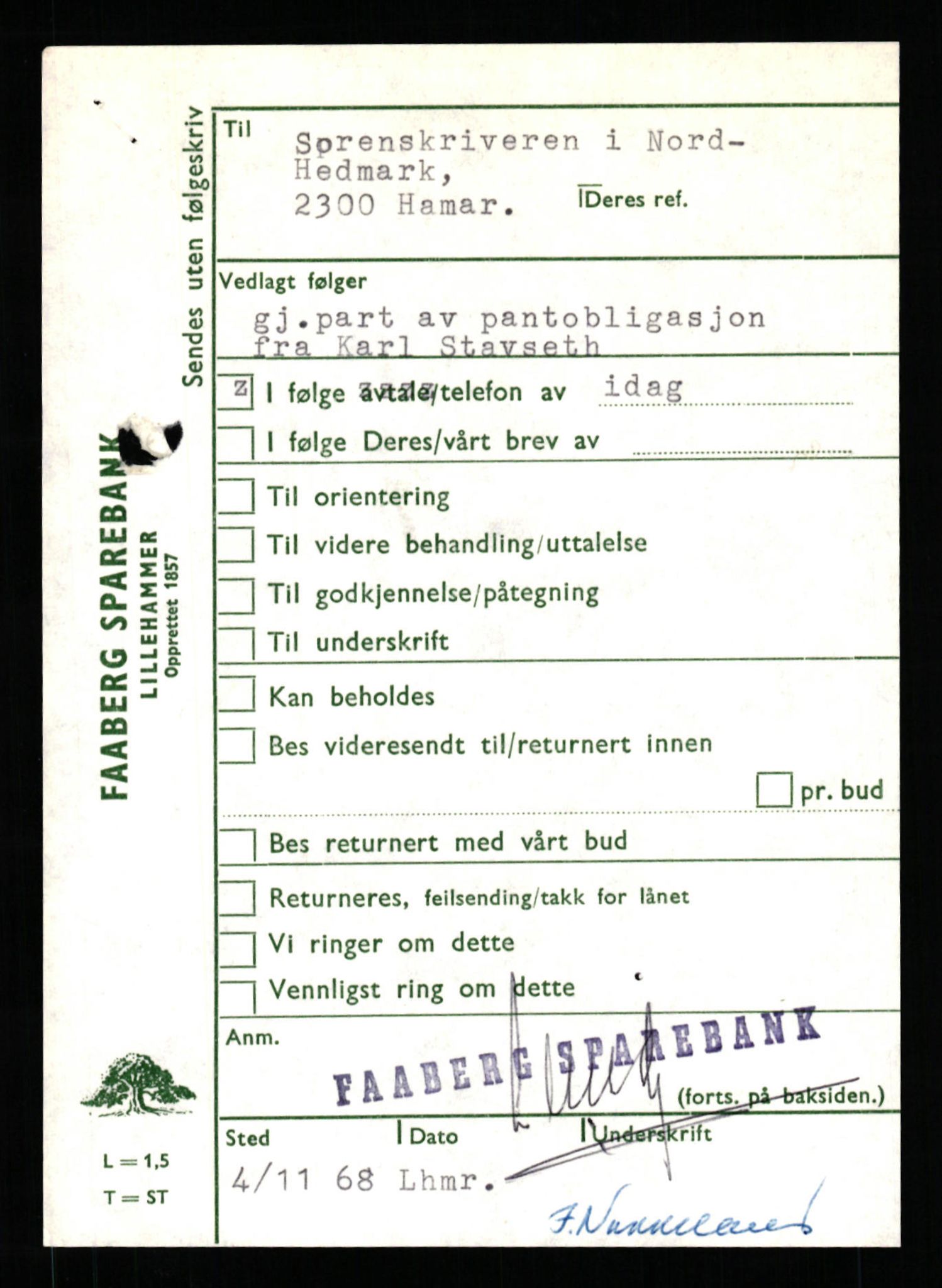 Nord-Hedmark sorenskriveri, AV/SAH-TING-012/H/Hb/Hbf/L0077: Mortgage book no. B77, 1968-1969, Diary no: : 5771/1968