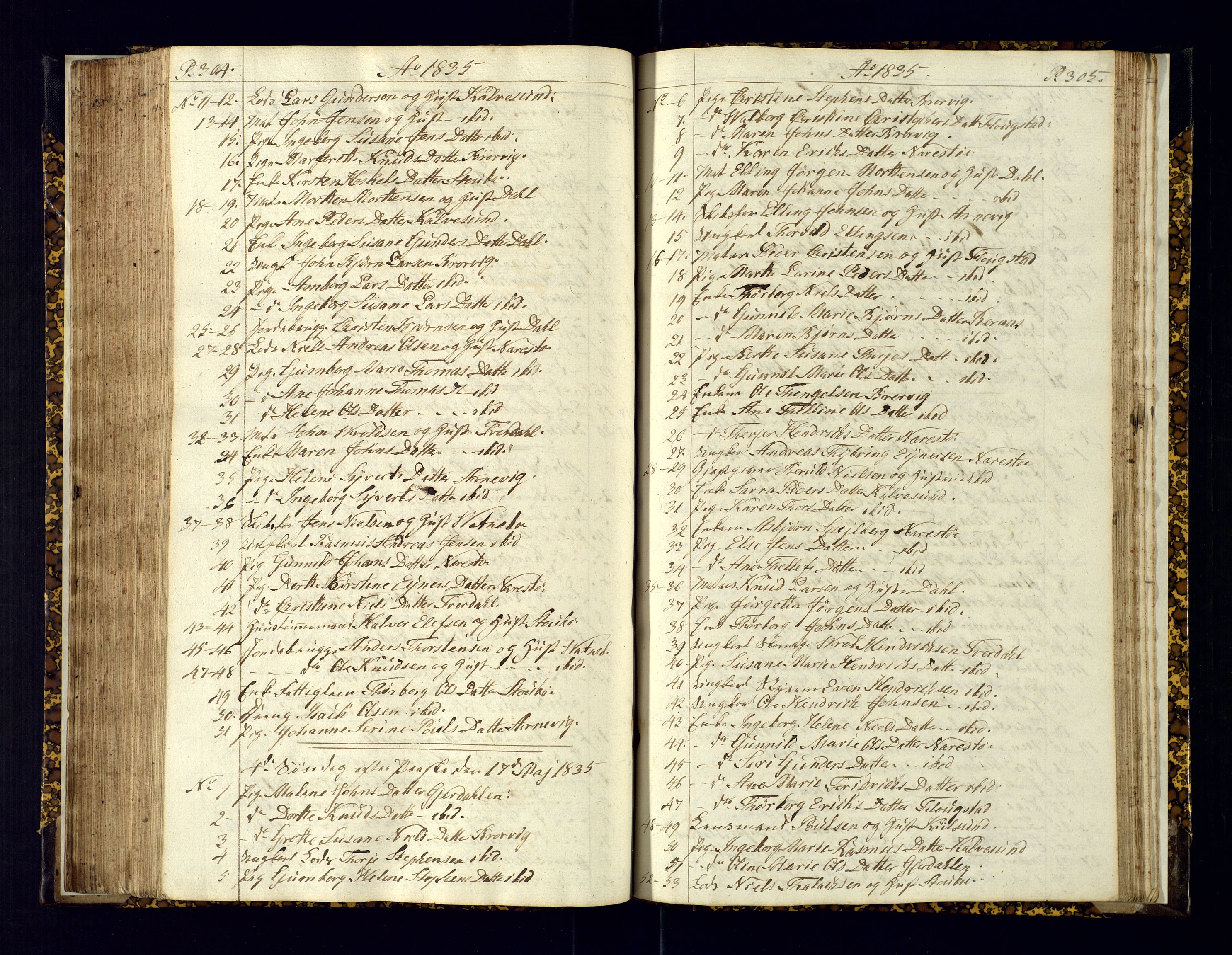 Dypvåg sokneprestkontor, AV/SAK-1111-0007/F/Fc/Fcb/L0001: Communicants register no. C-1, 1813-1840, p. 304-305