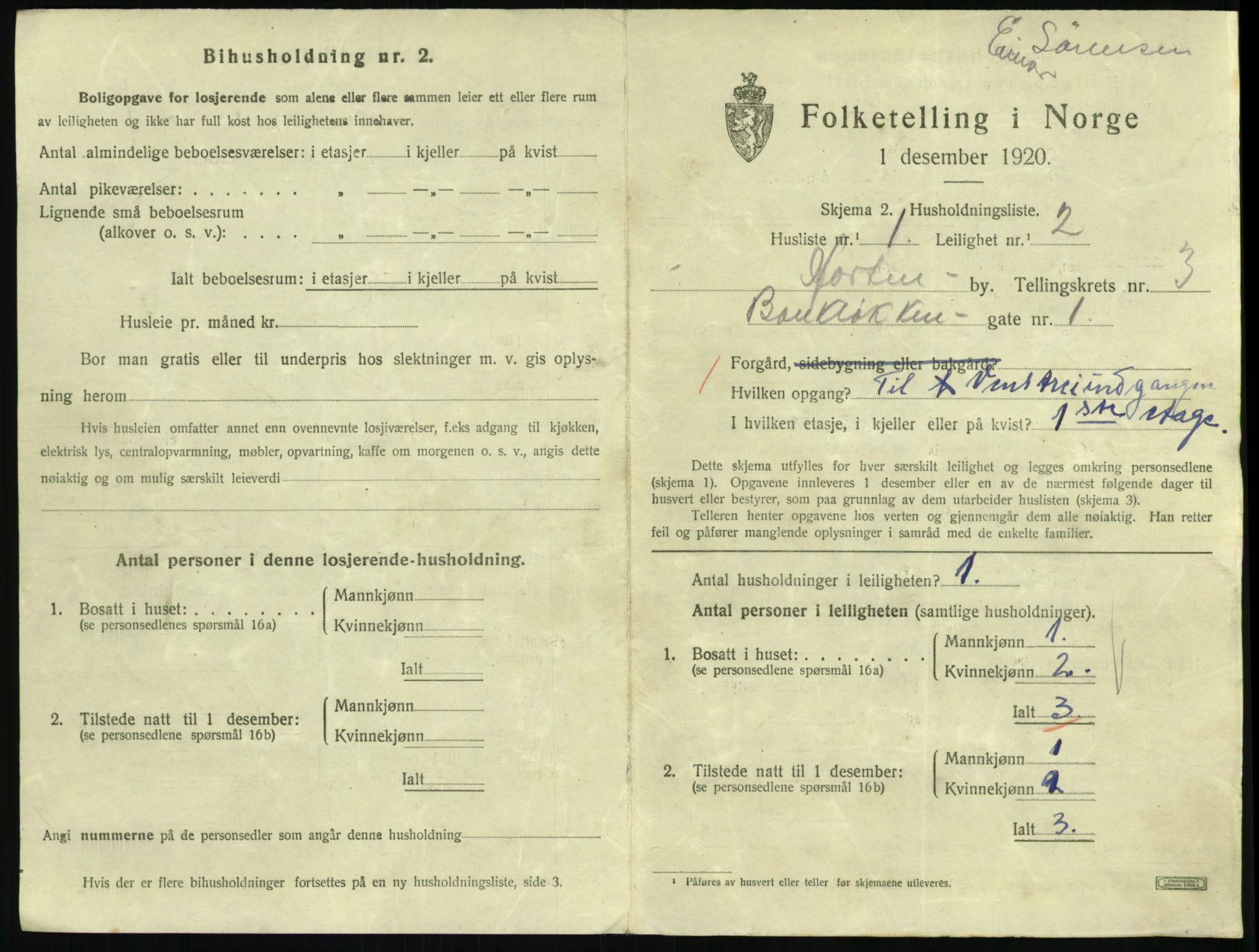 SAKO, 1920 census for Horten, 1920, p. 4117