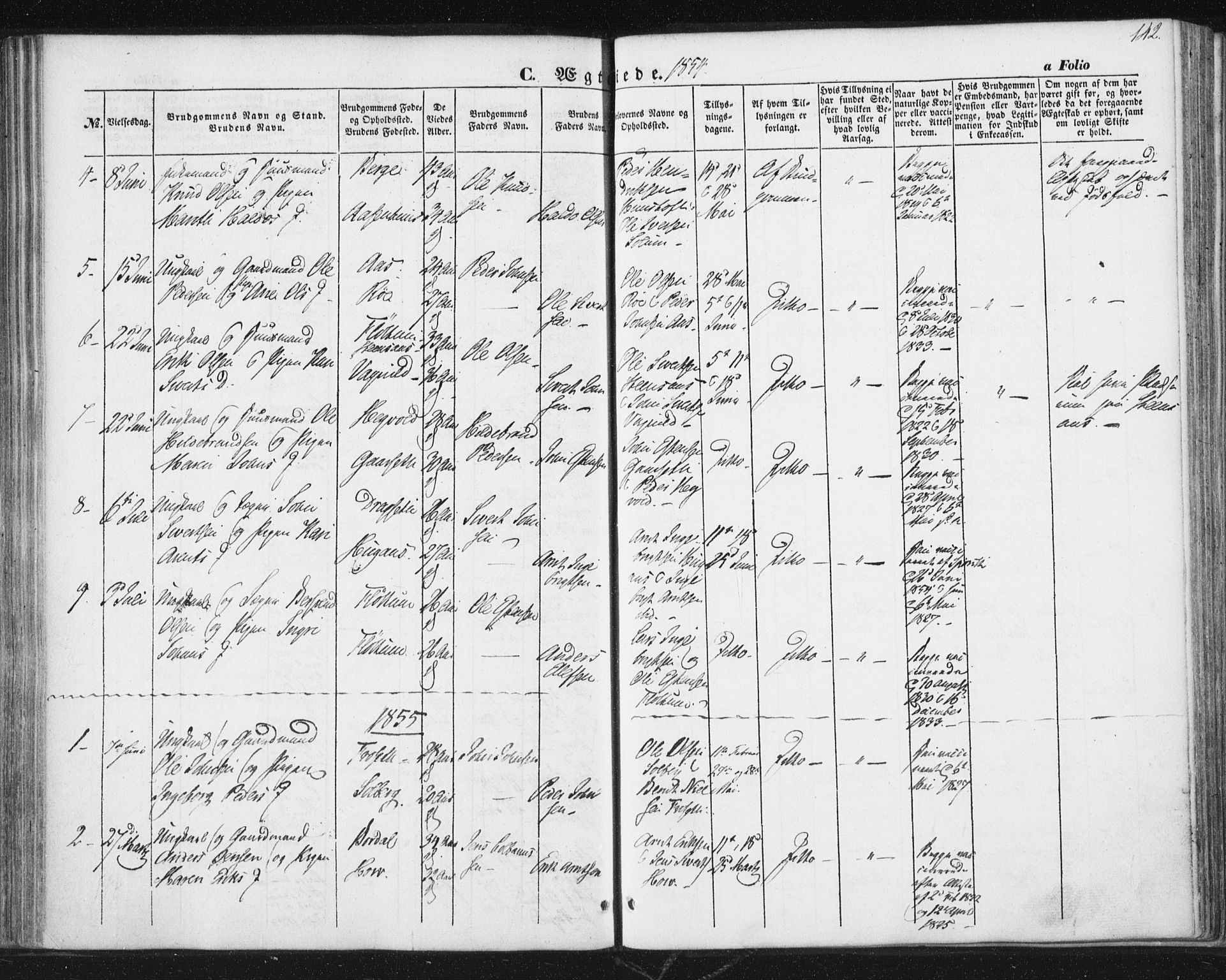 Ministerialprotokoller, klokkerbøker og fødselsregistre - Sør-Trøndelag, SAT/A-1456/689/L1038: Parish register (official) no. 689A03, 1848-1872, p. 142