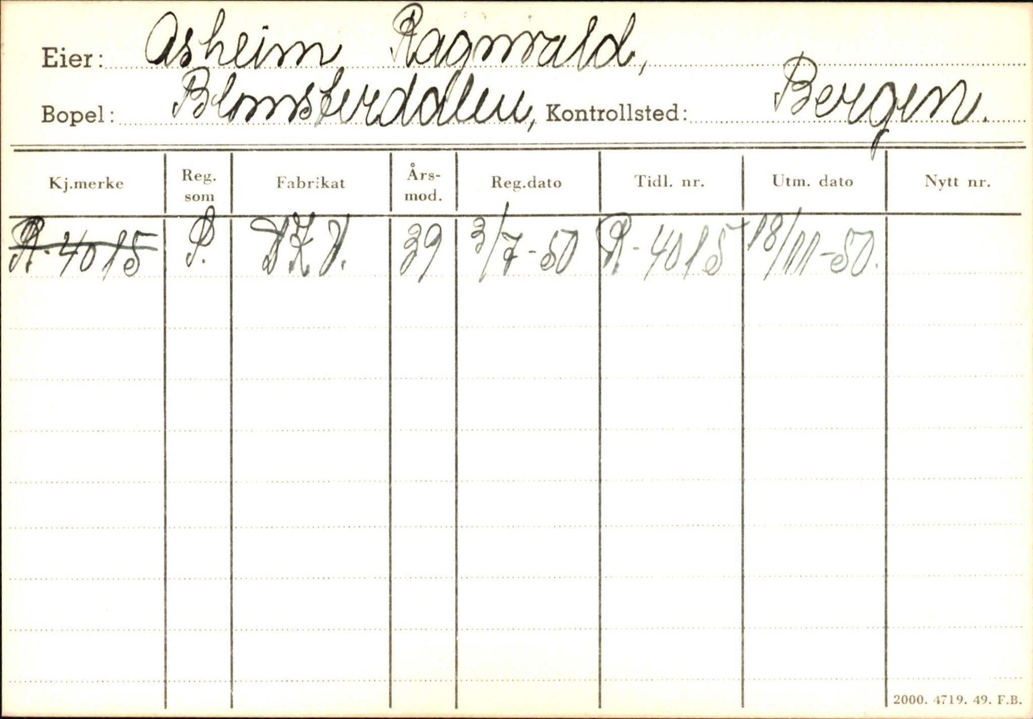 Statens vegvesen, Hordaland vegkontor, AV/SAB-A-5201/2/Ha/L0002: R-eierkort A, 1920-1971, p. 965