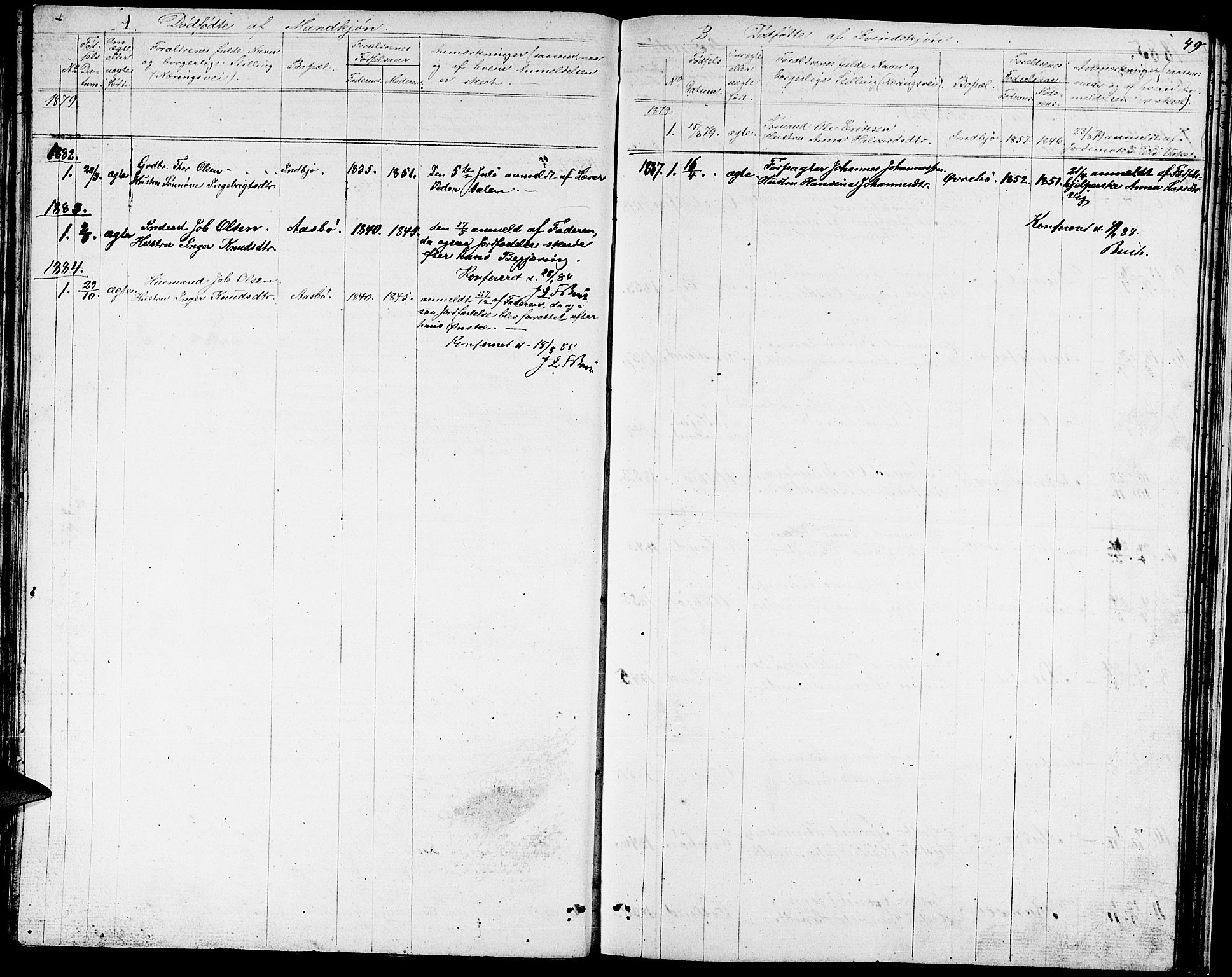 Fjelberg sokneprestembete, SAB/A-75201/H/Hab: Parish register (copy) no. A 3, 1865-1887, p. 49