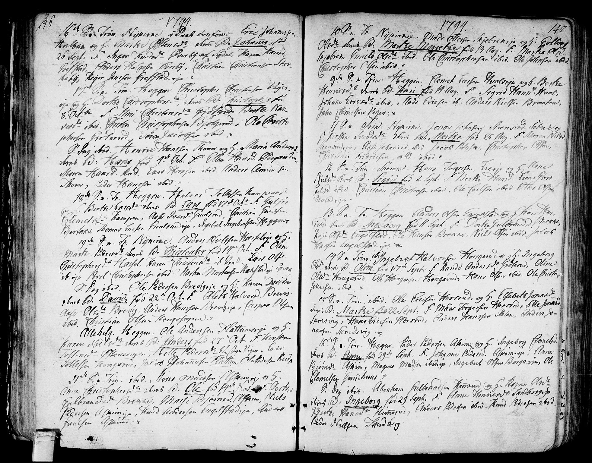 Modum kirkebøker, AV/SAKO-A-234/F/Fa/L0003: Parish register (official) no. 3, 1783-1819, p. 146-147