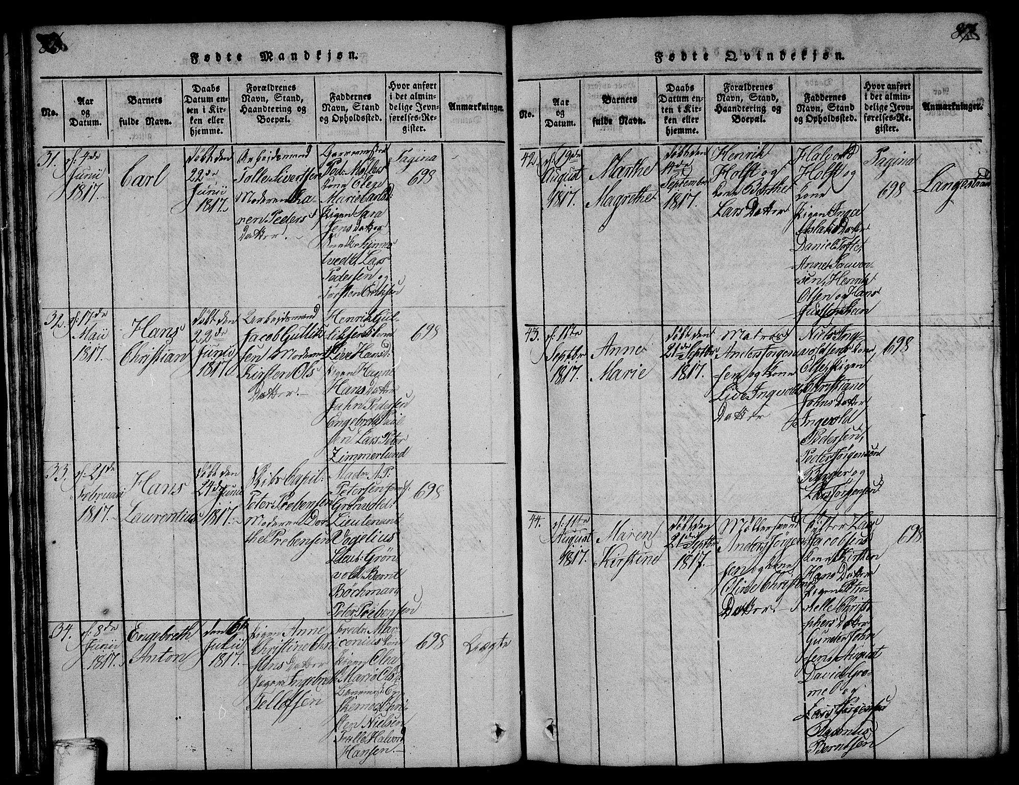 Larvik kirkebøker, AV/SAKO-A-352/F/Fa/L0001: Parish register (official) no. I 1, 1814-1825, p. 86-87