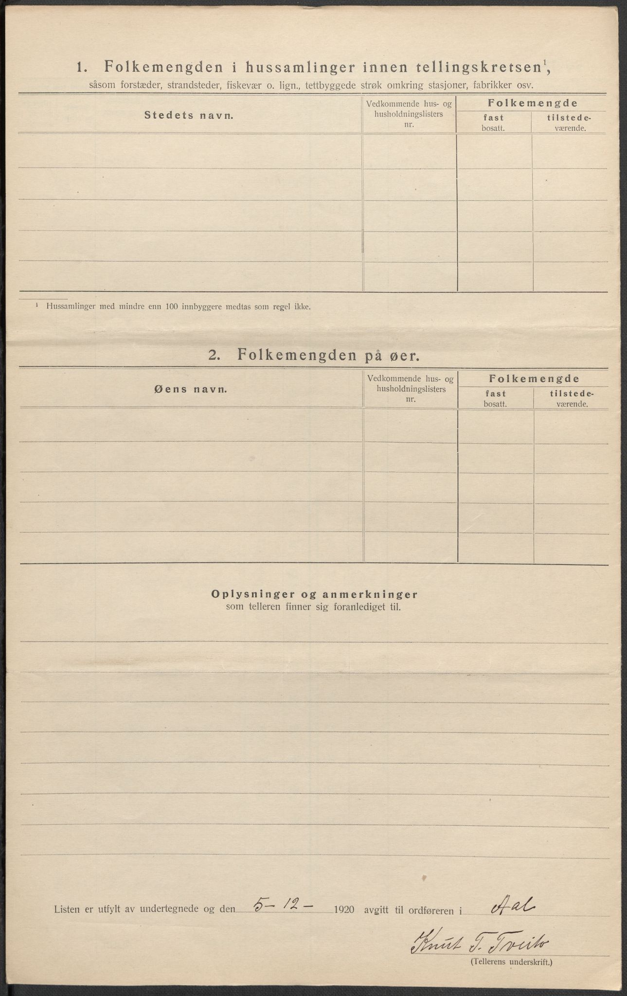 SAKO, 1920 census for Ål, 1920, p. 22