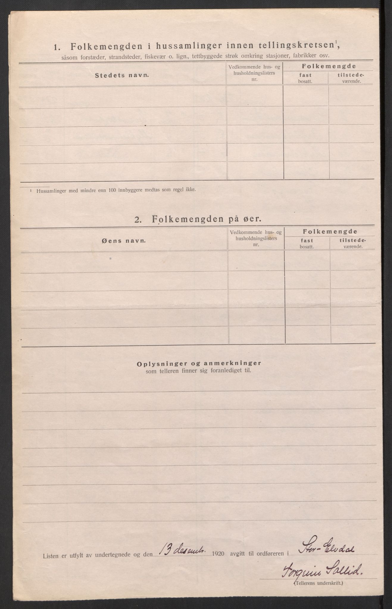 SAH, 1920 census for Stor-Elvdal, 1920, p. 20