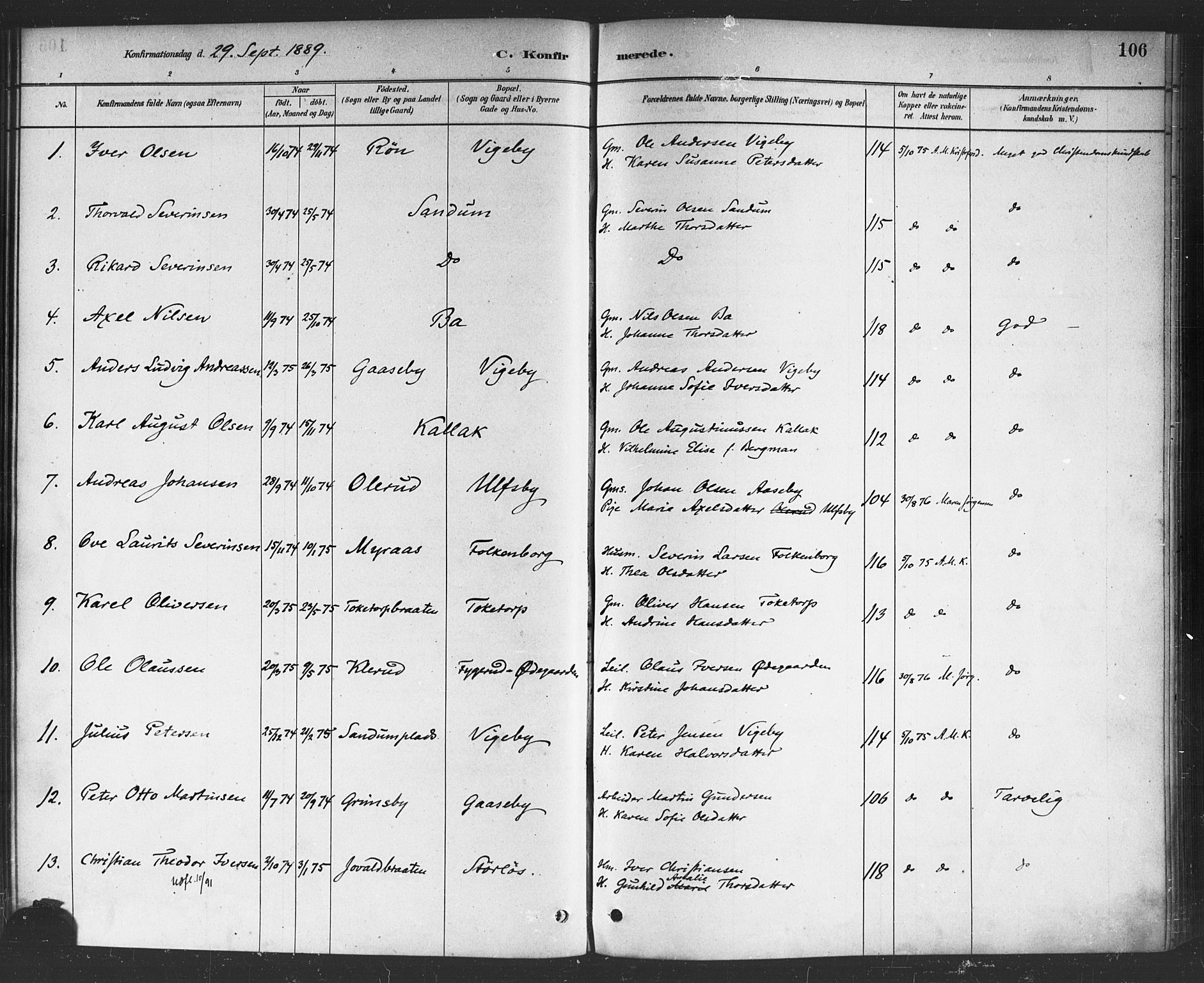 Rødenes prestekontor Kirkebøker, AV/SAO-A-2005/F/Fa/L0009: Parish register (official) no. I 9, 1880-1889, p. 106