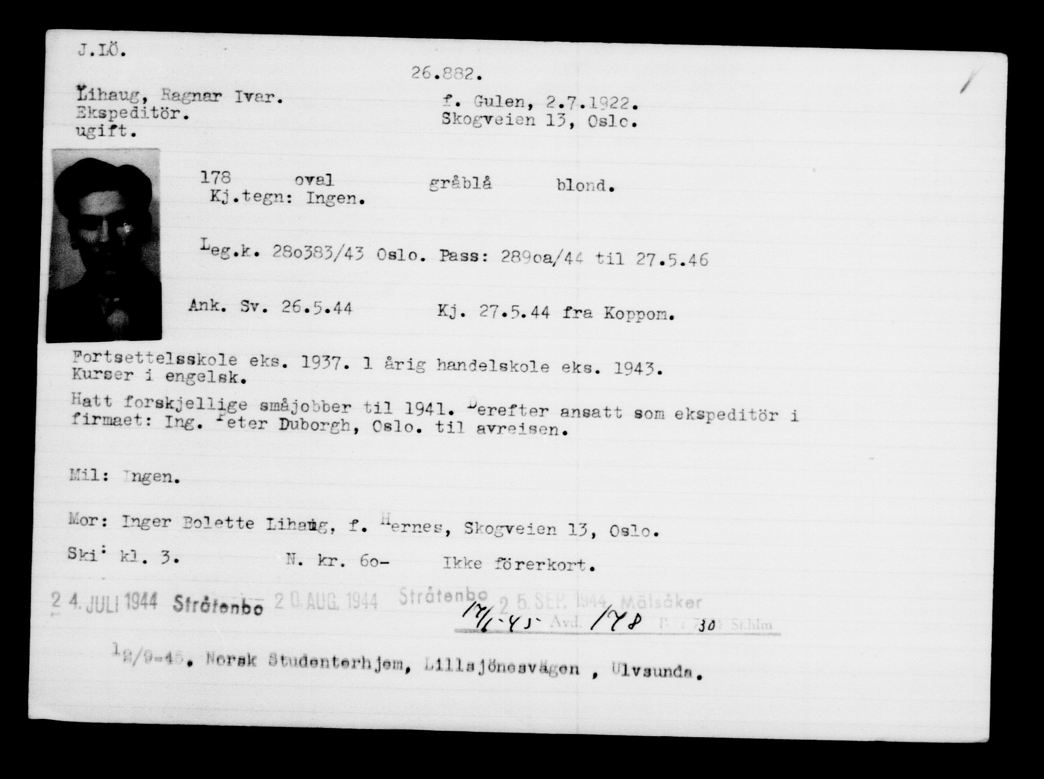 Den Kgl. Norske Legasjons Flyktningskontor, AV/RA-S-6753/V/Va/L0011: Kjesäterkartoteket.  Flyktningenr. 25300-28349, 1940-1945, p. 1659