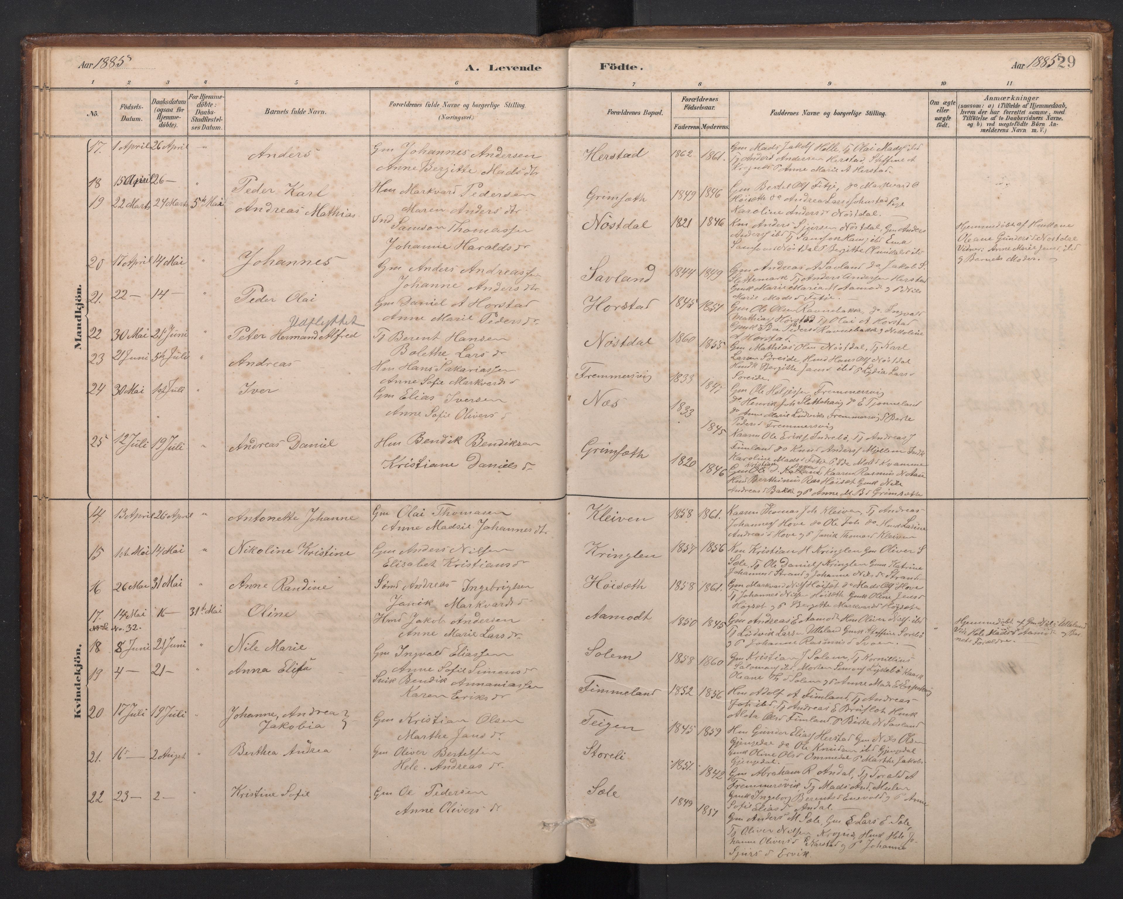 Førde sokneprestembete, AV/SAB-A-79901/H/Hab/Habd/L0003: Parish register (copy) no. D 3, 1881-1897, p. 28b-29a