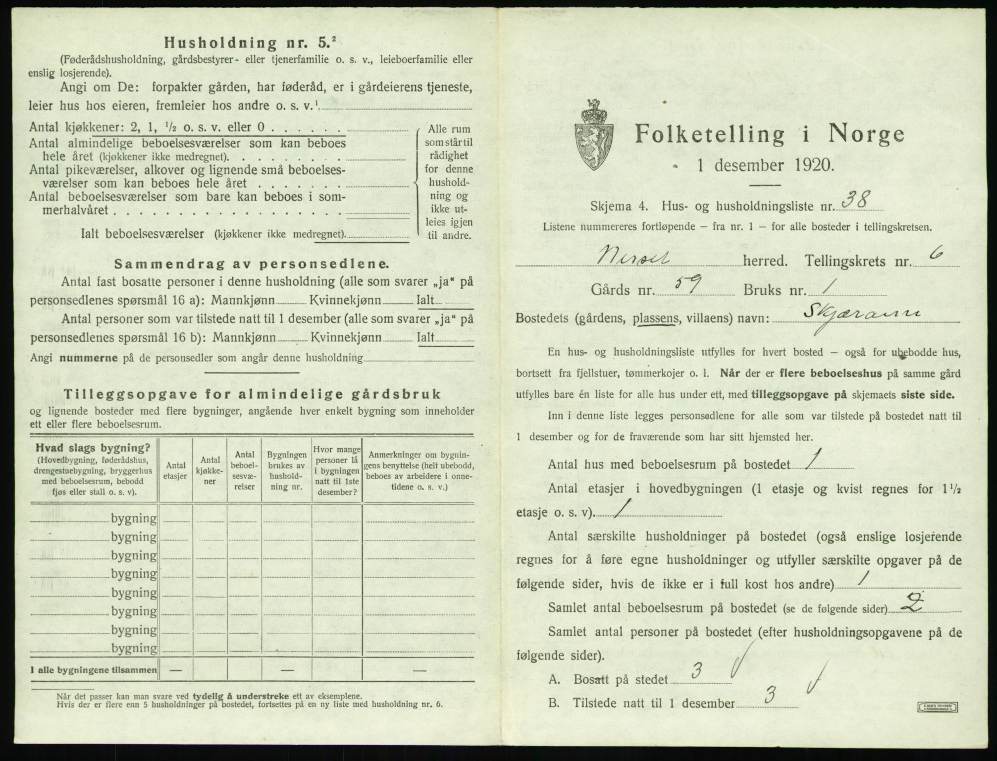 SAT, 1920 census for Nesset, 1920, p. 504