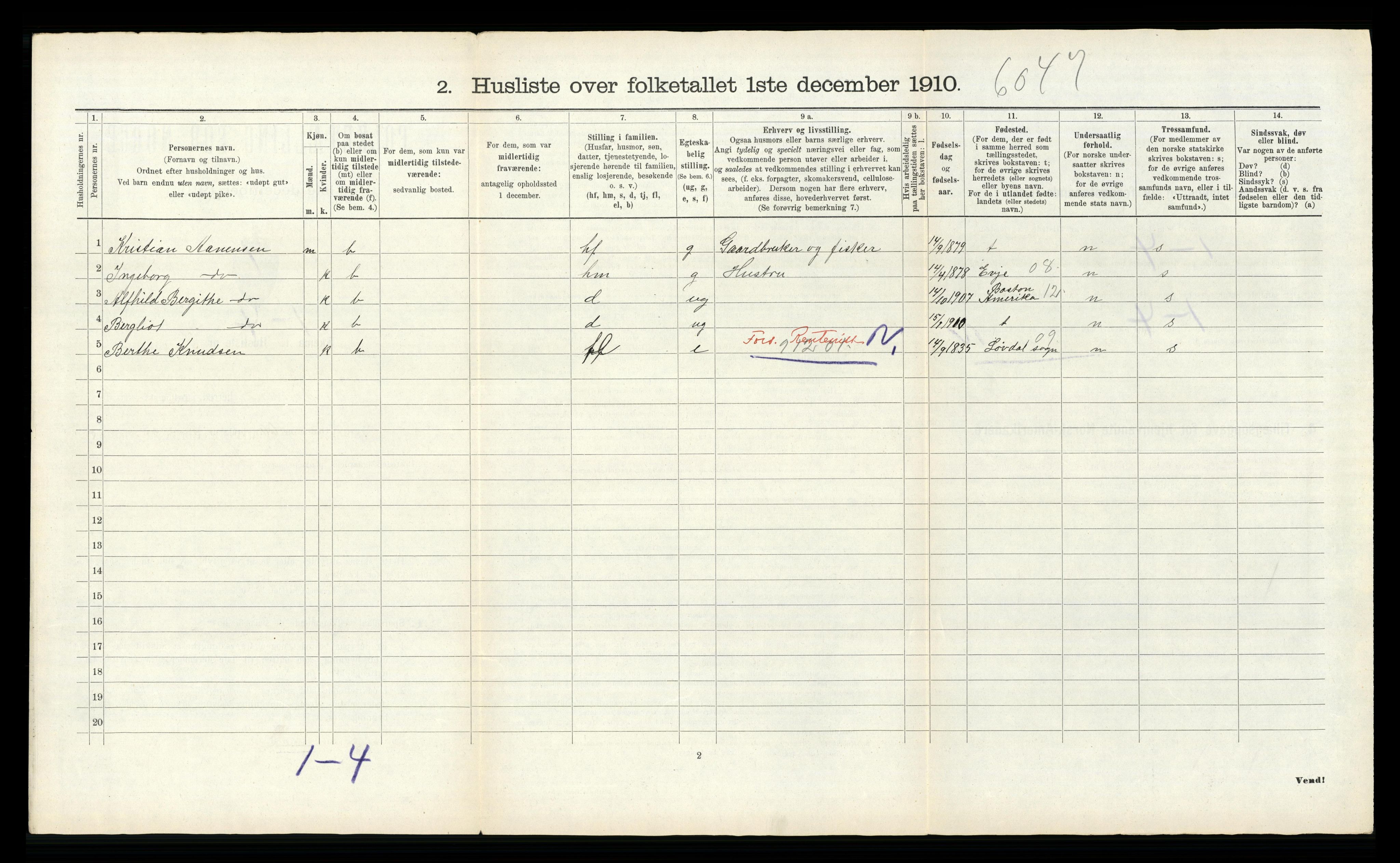 RA, 1910 census for Randesund, 1910, p. 39