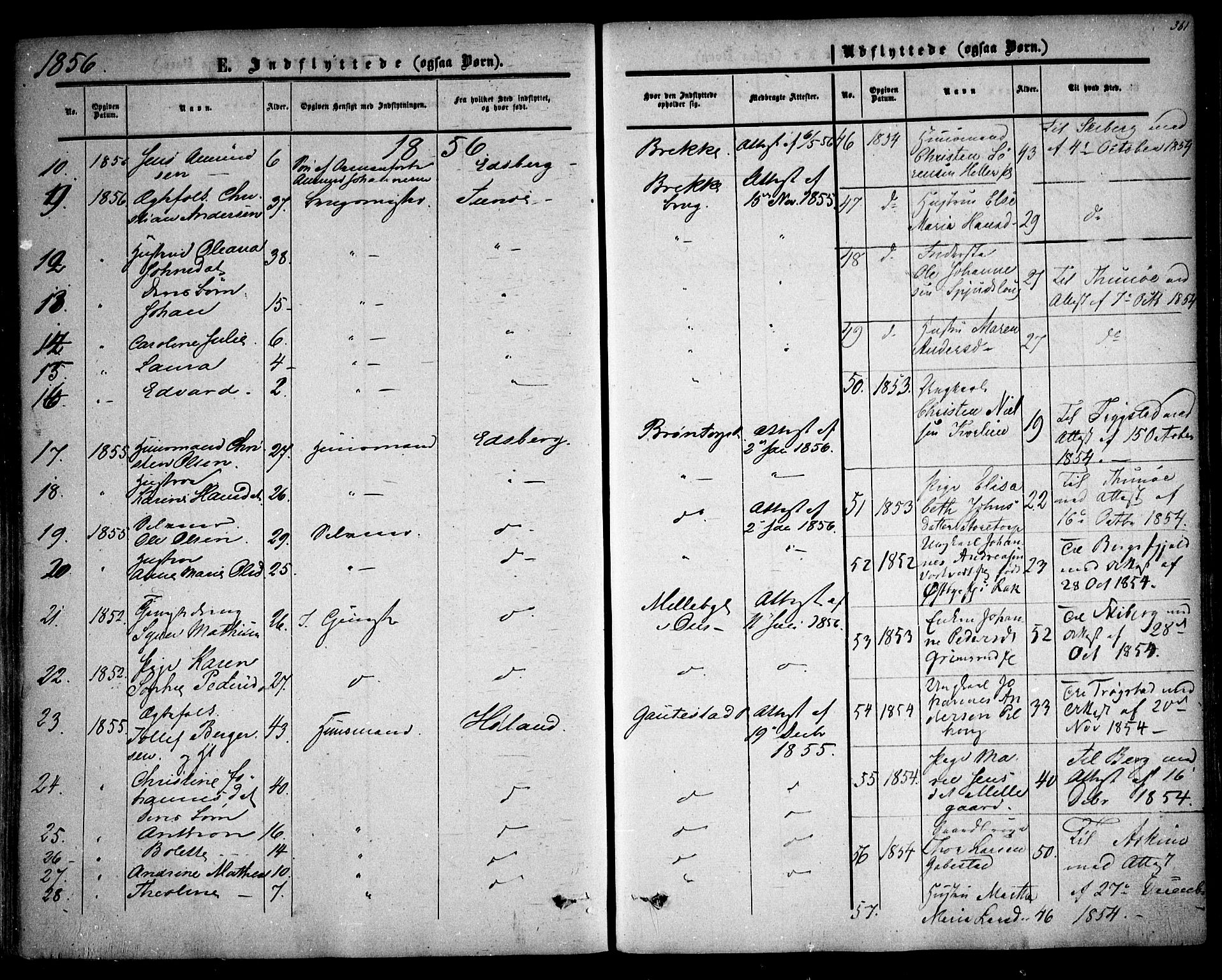 Rakkestad prestekontor Kirkebøker, AV/SAO-A-2008/F/Fa/L0009: Parish register (official) no. I 9, 1850-1856, p. 361