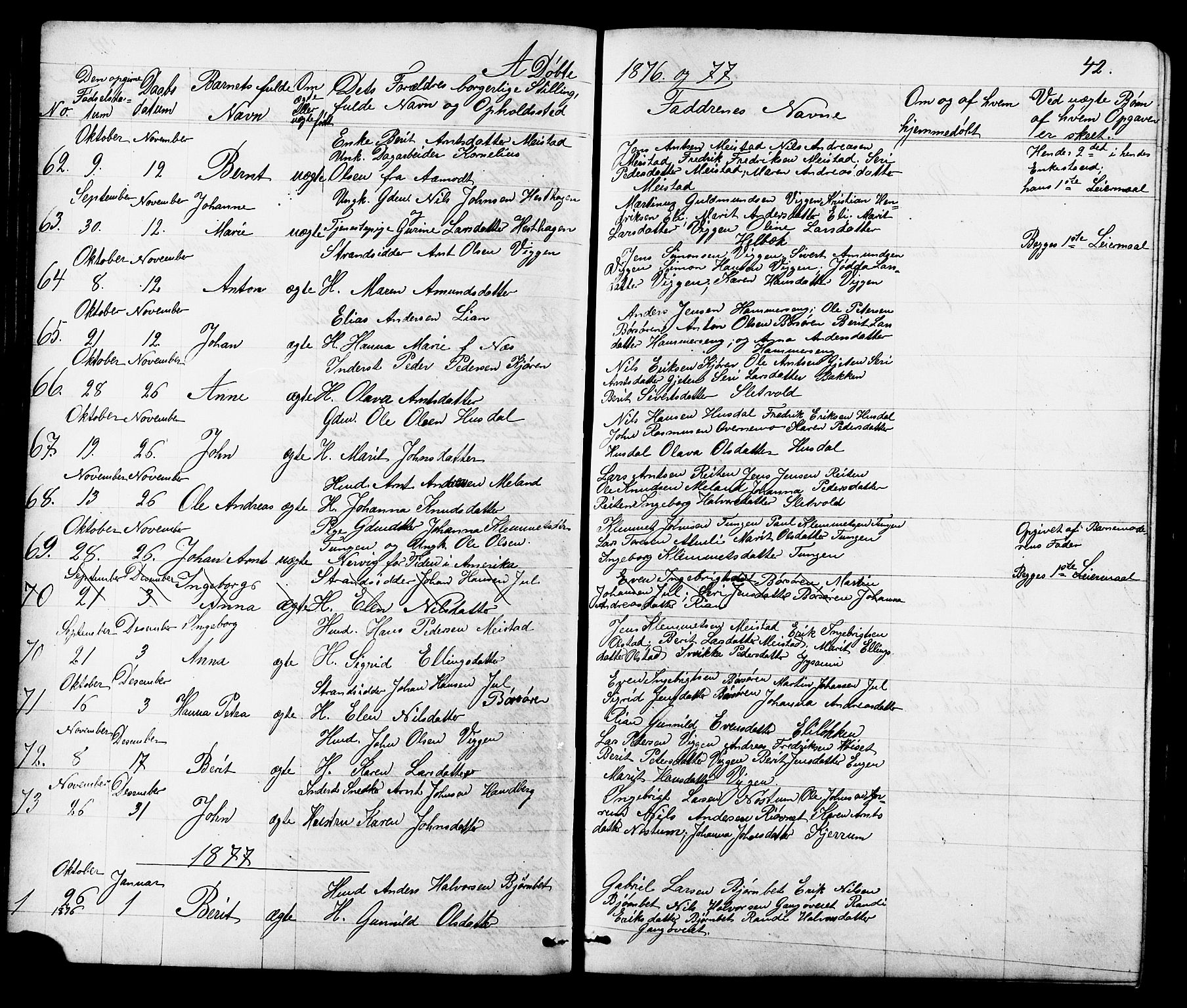 Ministerialprotokoller, klokkerbøker og fødselsregistre - Sør-Trøndelag, SAT/A-1456/665/L0777: Parish register (copy) no. 665C02, 1867-1915, p. 42