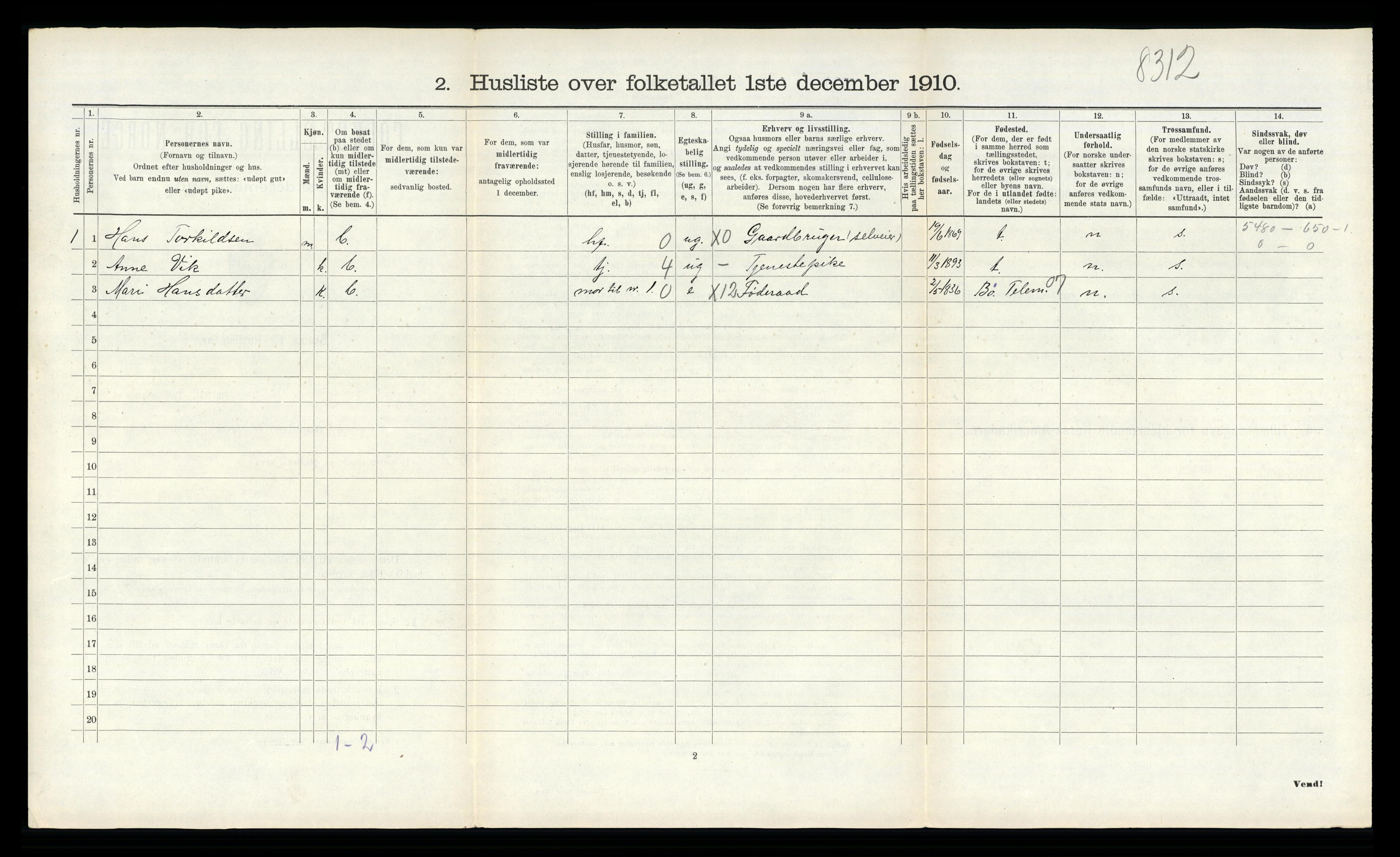 RA, 1910 census for Sauherad, 1910, p. 1292