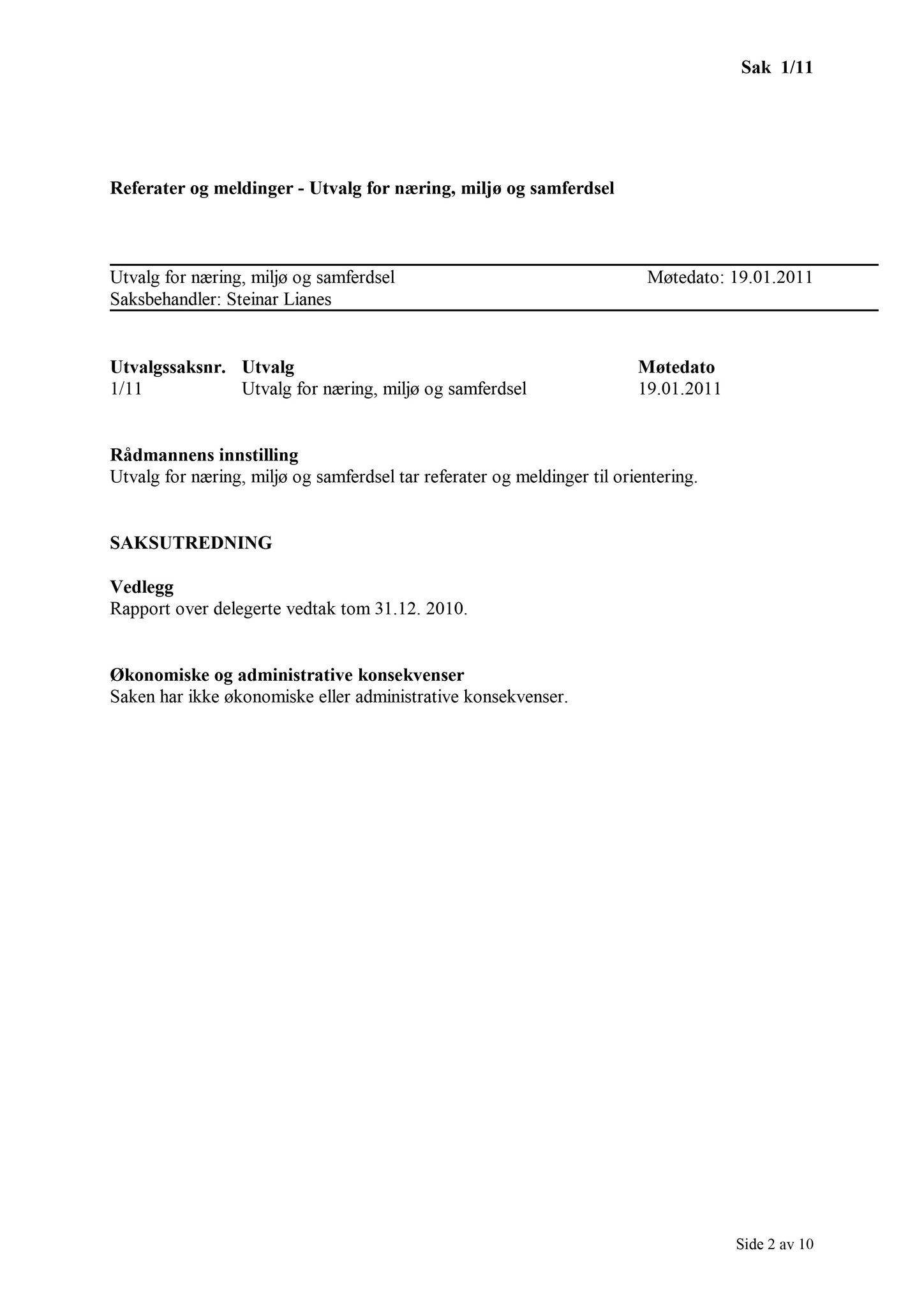 Klæbu Kommune, TRKO/KK/13-NMS/L004: Utvalg for næring, miljø og samferdsel, 2011, p. 3