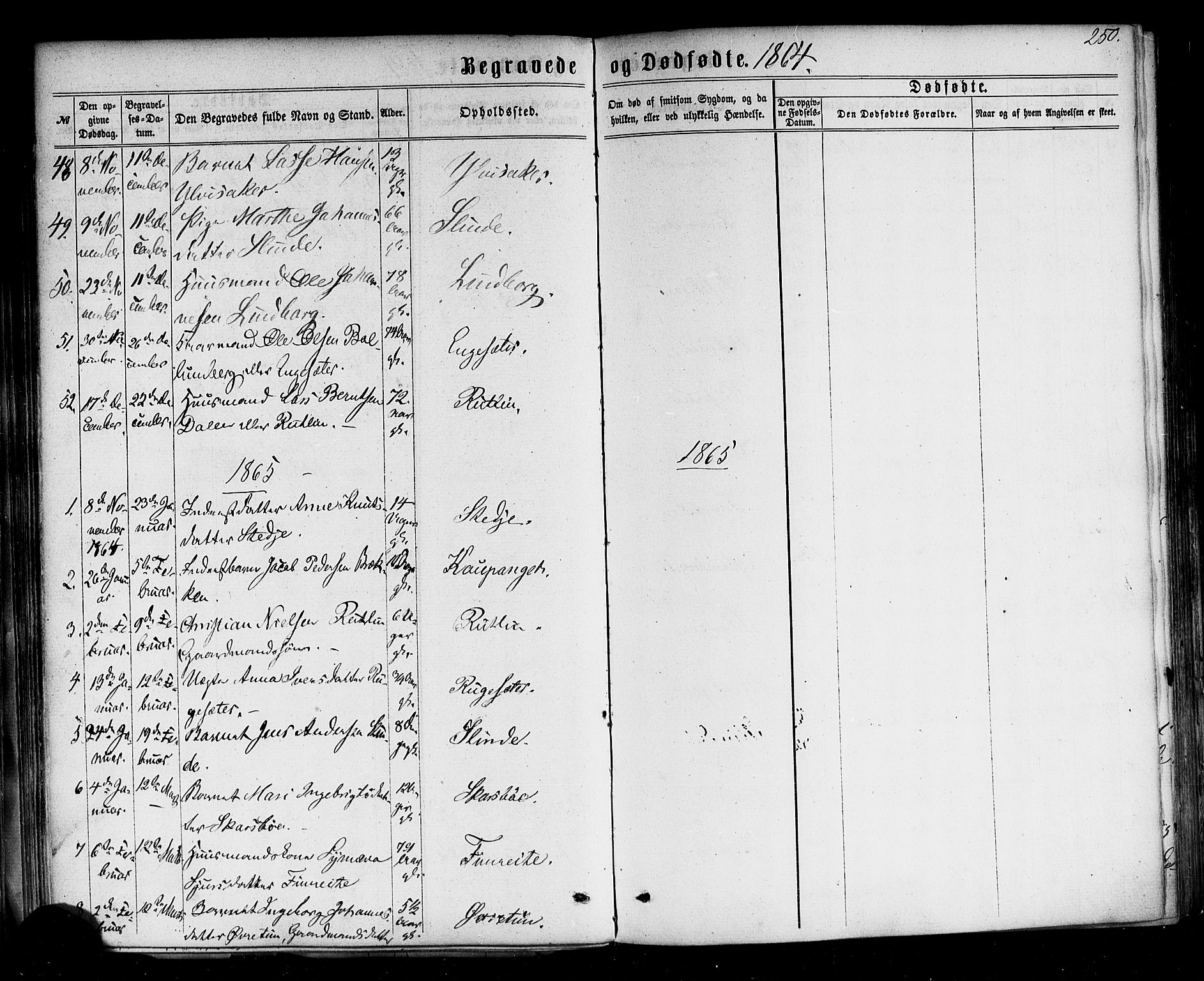 Sogndal sokneprestembete, SAB/A-81301/H/Haa/Haaa/L0013: Parish register (official) no. A 13, 1859-1877, p. 250