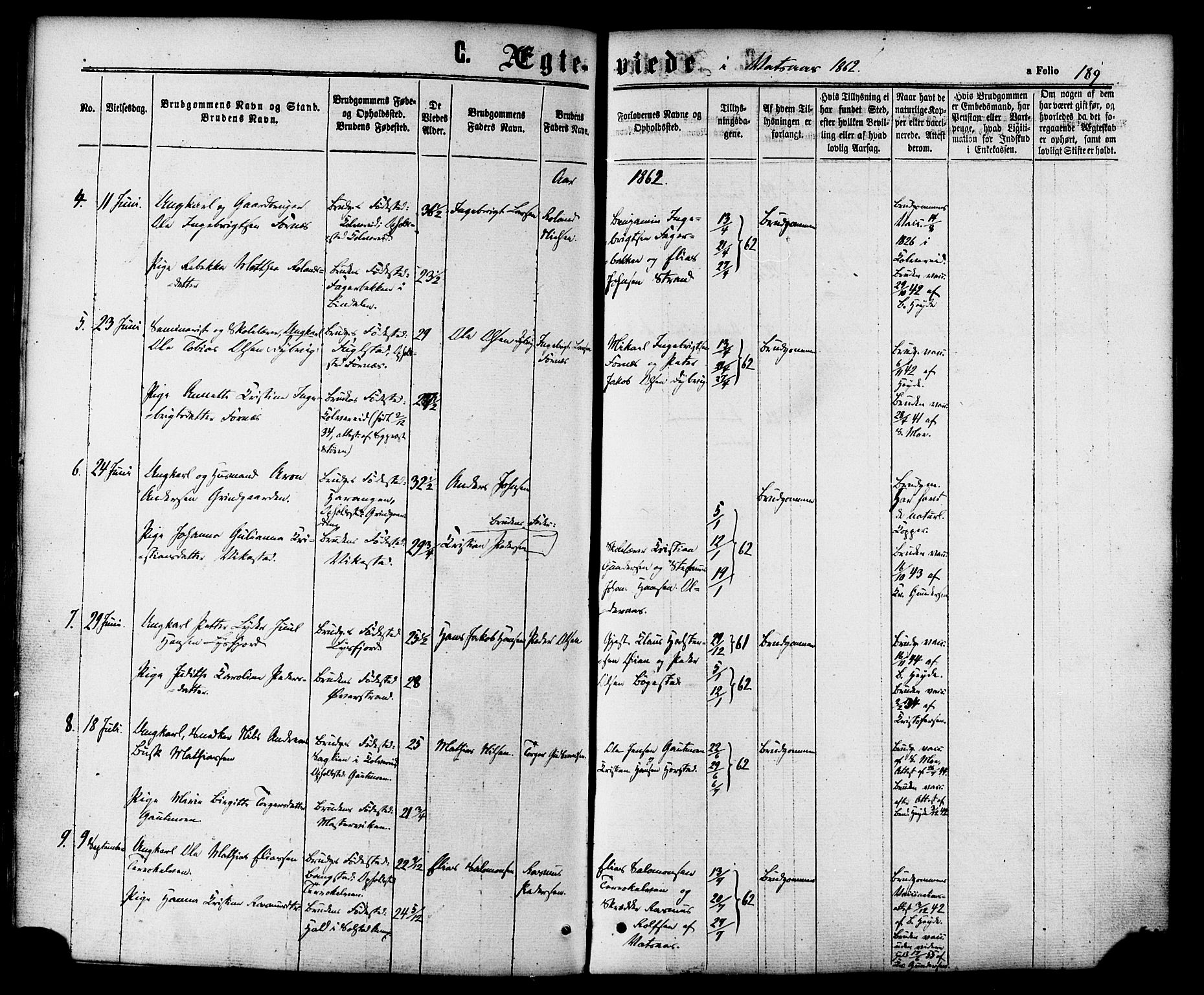 Ministerialprotokoller, klokkerbøker og fødselsregistre - Nordland, SAT/A-1459/810/L0146: Parish register (official) no. 810A08 /1, 1862-1874, p. 189