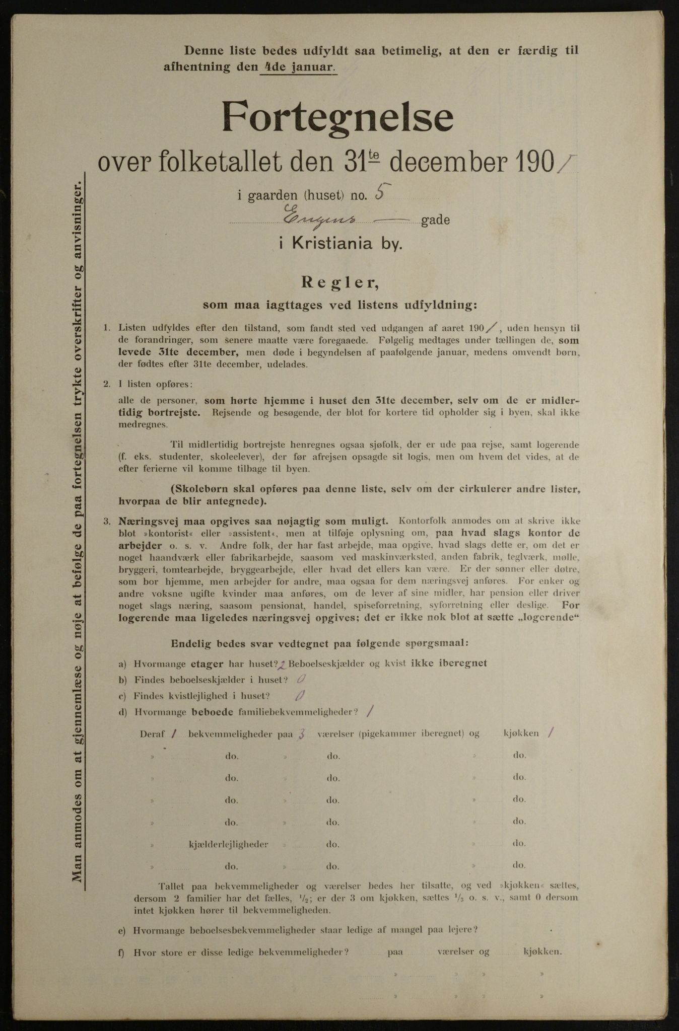 OBA, Municipal Census 1901 for Kristiania, 1901, p. 3510