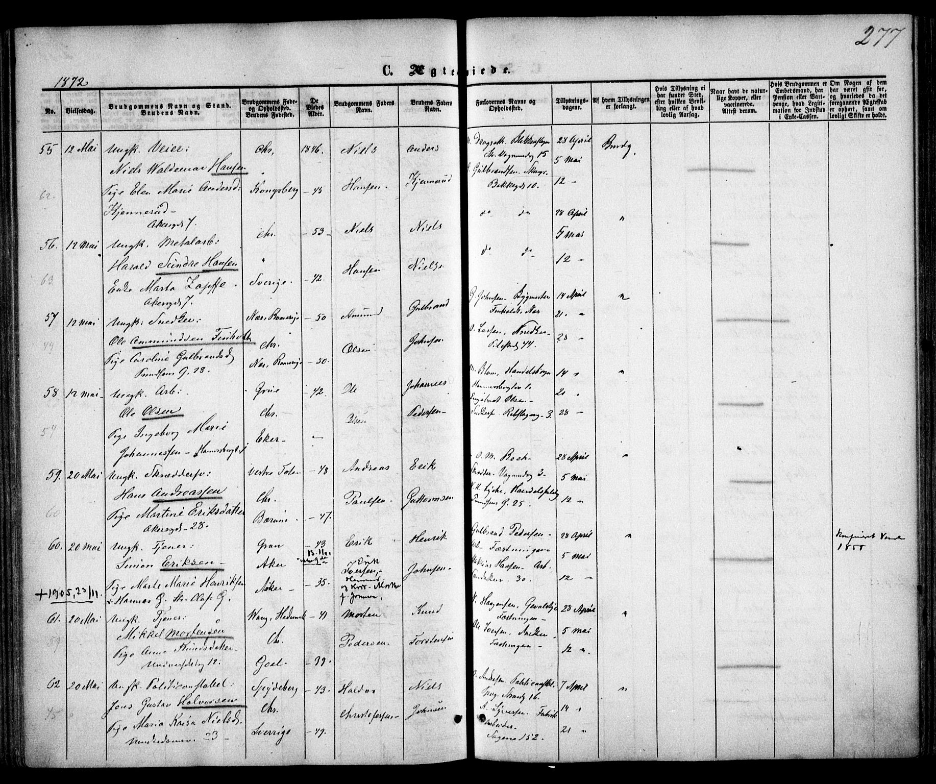 Trefoldighet prestekontor Kirkebøker, SAO/A-10882/F/Fc/L0001: Parish register (official) no. III 1, 1858-1874, p. 277