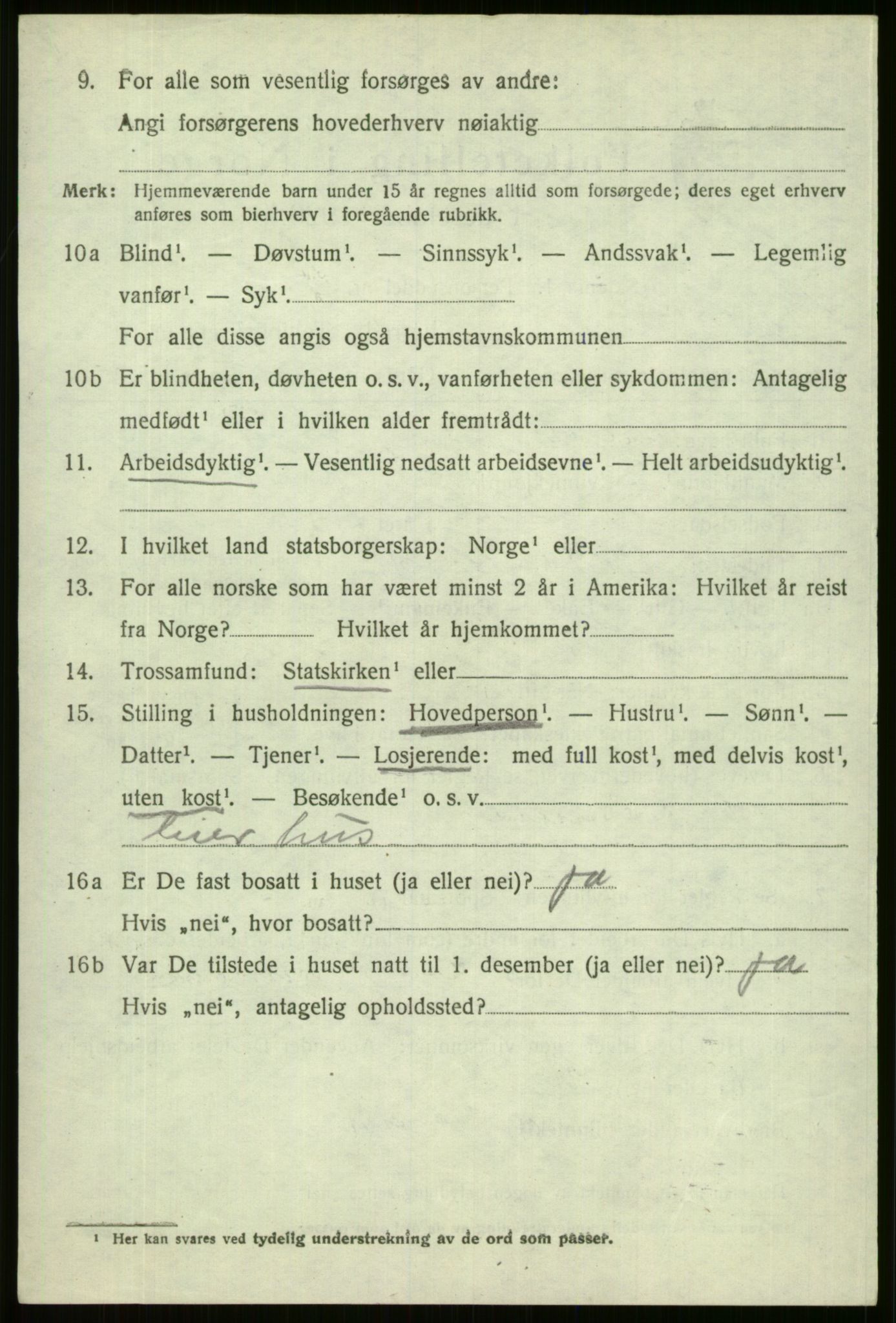 SAB, 1920 census for Vossestrand, 1920, p. 1441