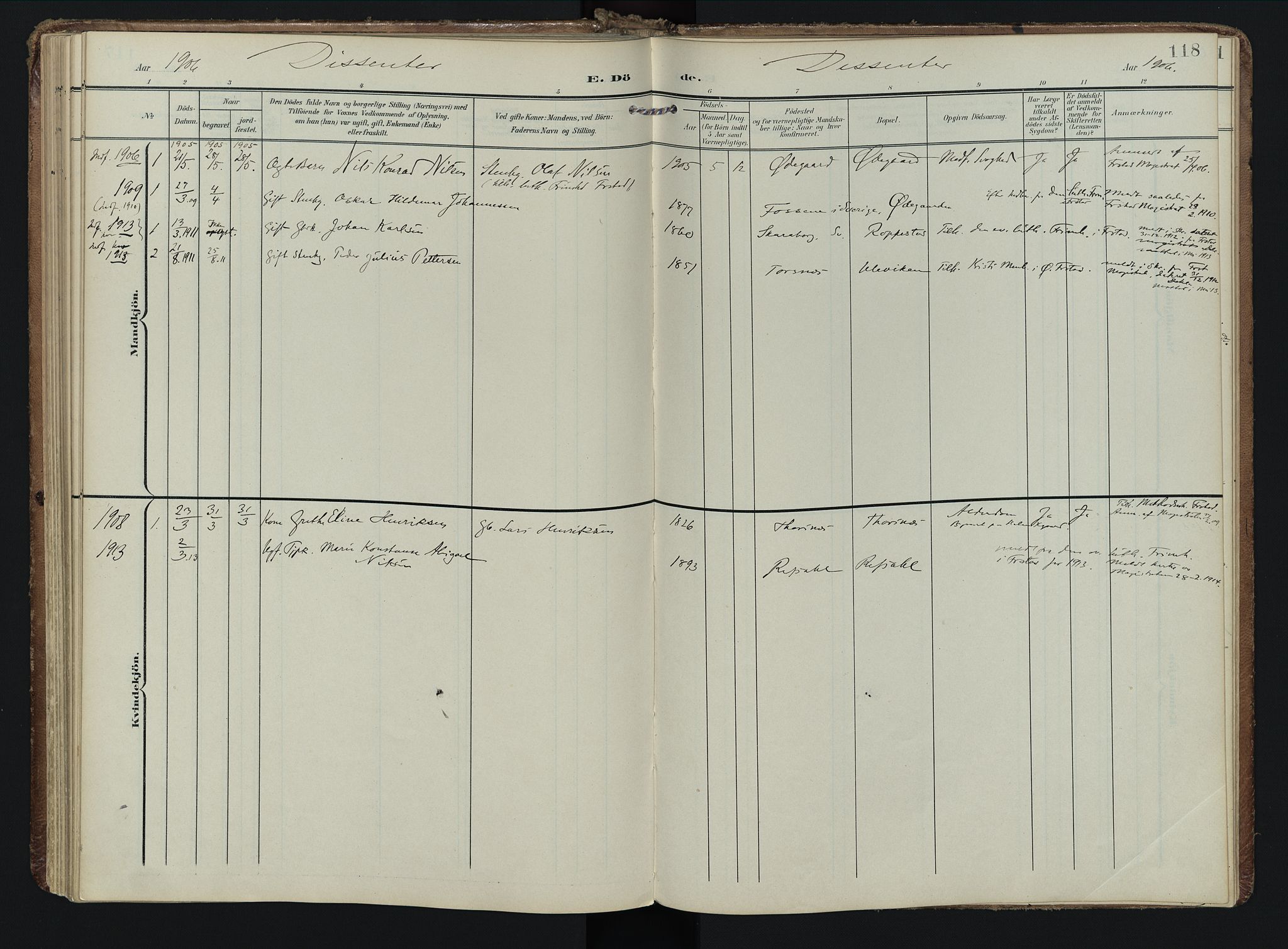 Borge prestekontor Kirkebøker, SAO/A-10903/F/Fb/L0004: Parish register (official) no. II 4, 1902-1914, p. 118