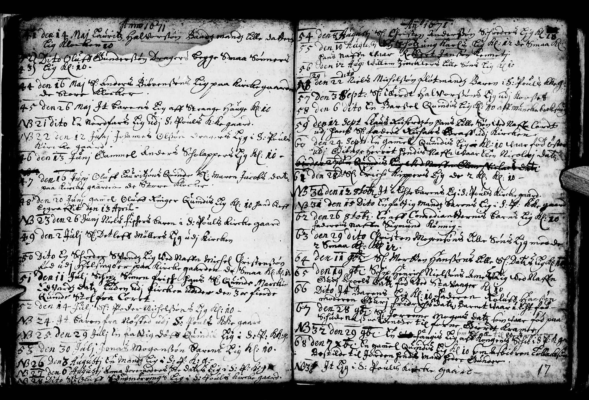 Nykirken Sokneprestembete, SAB/A-77101/H/Haa/L0001: Parish register (official) no. A 1, 1668-1820, p. 17