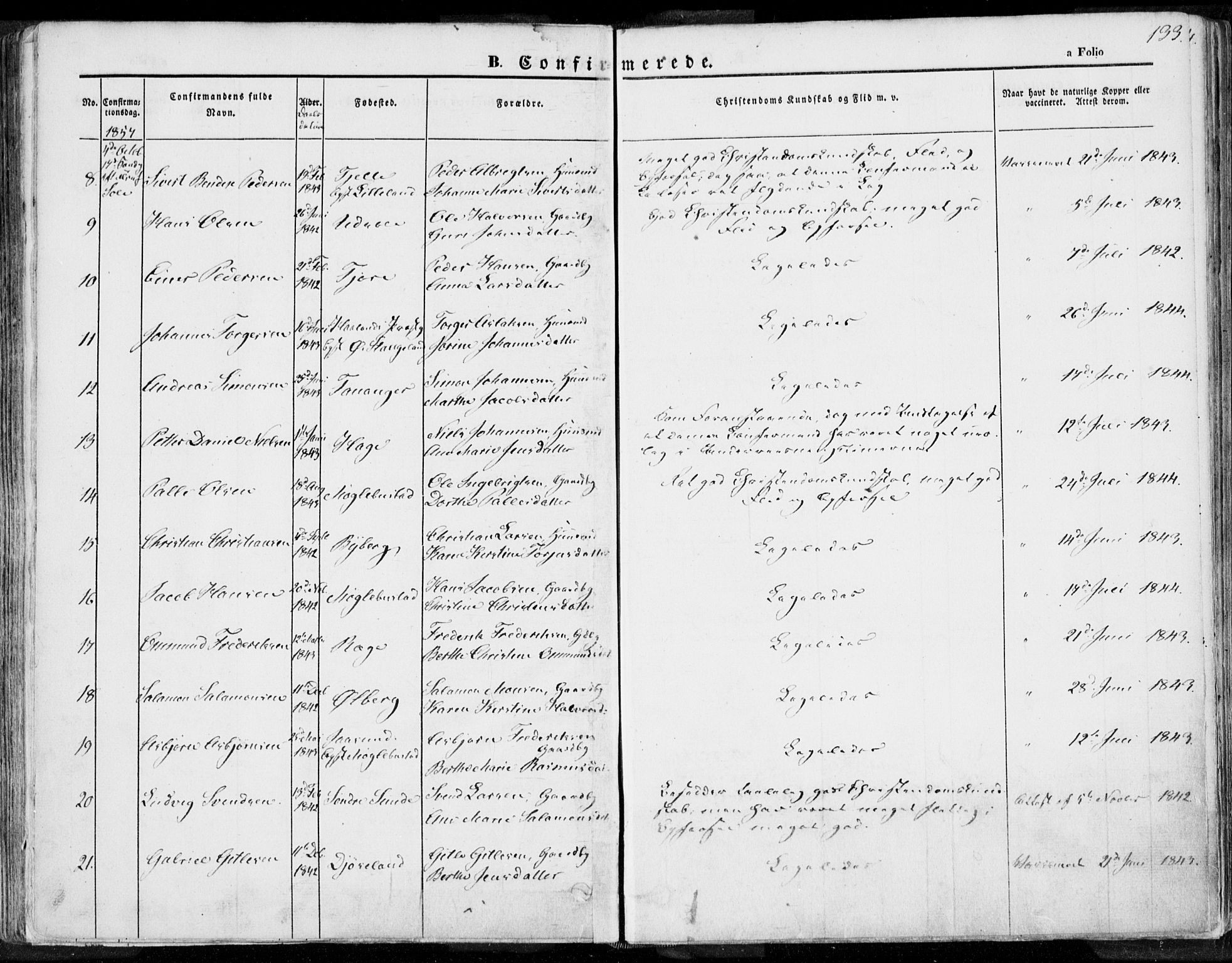 Håland sokneprestkontor, SAST/A-101802/001/30BA/L0007: Parish register (official) no. A 7.1, 1854-1870, p. 133