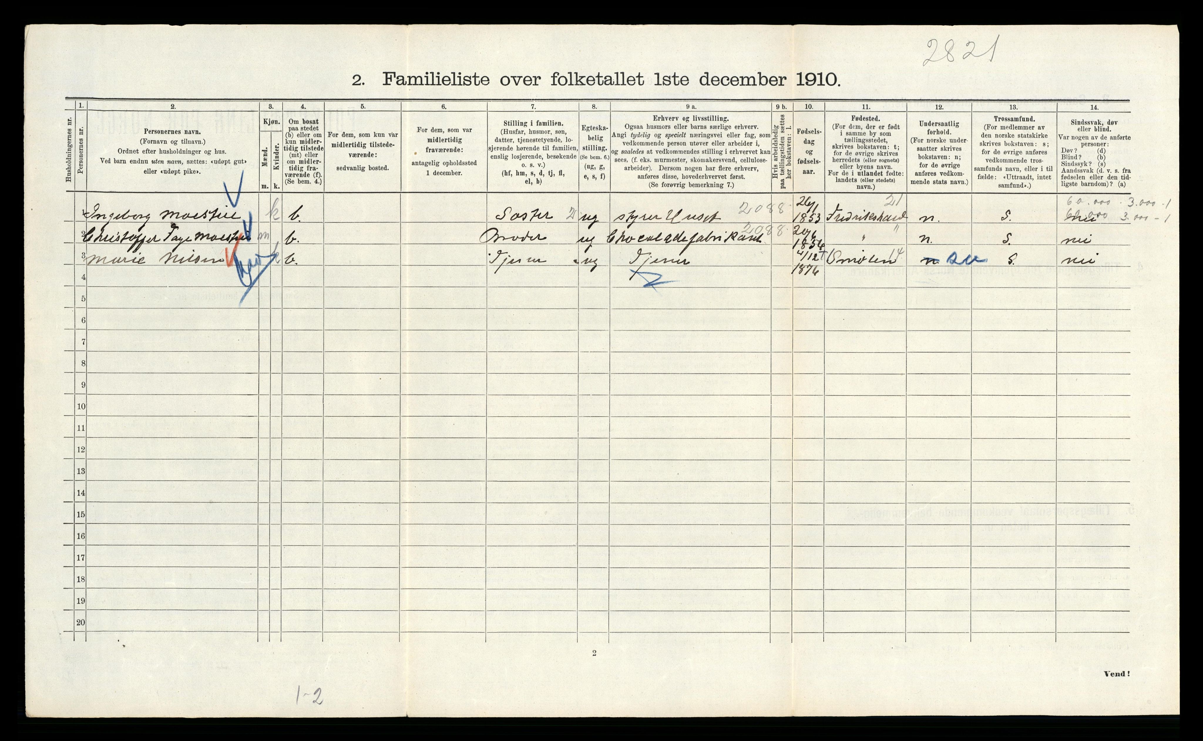 RA, 1910 census for Kristiania, 1910, p. 104960