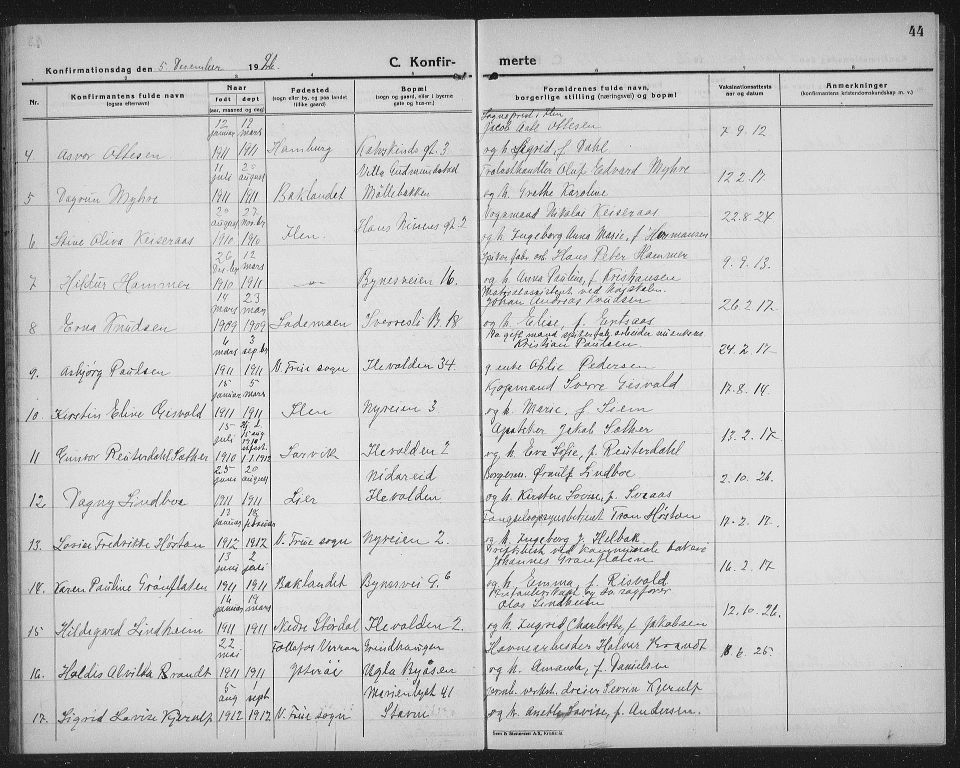 Ministerialprotokoller, klokkerbøker og fødselsregistre - Sør-Trøndelag, SAT/A-1456/603/L0175: Parish register (copy) no. 603C03, 1923-1941, p. 44