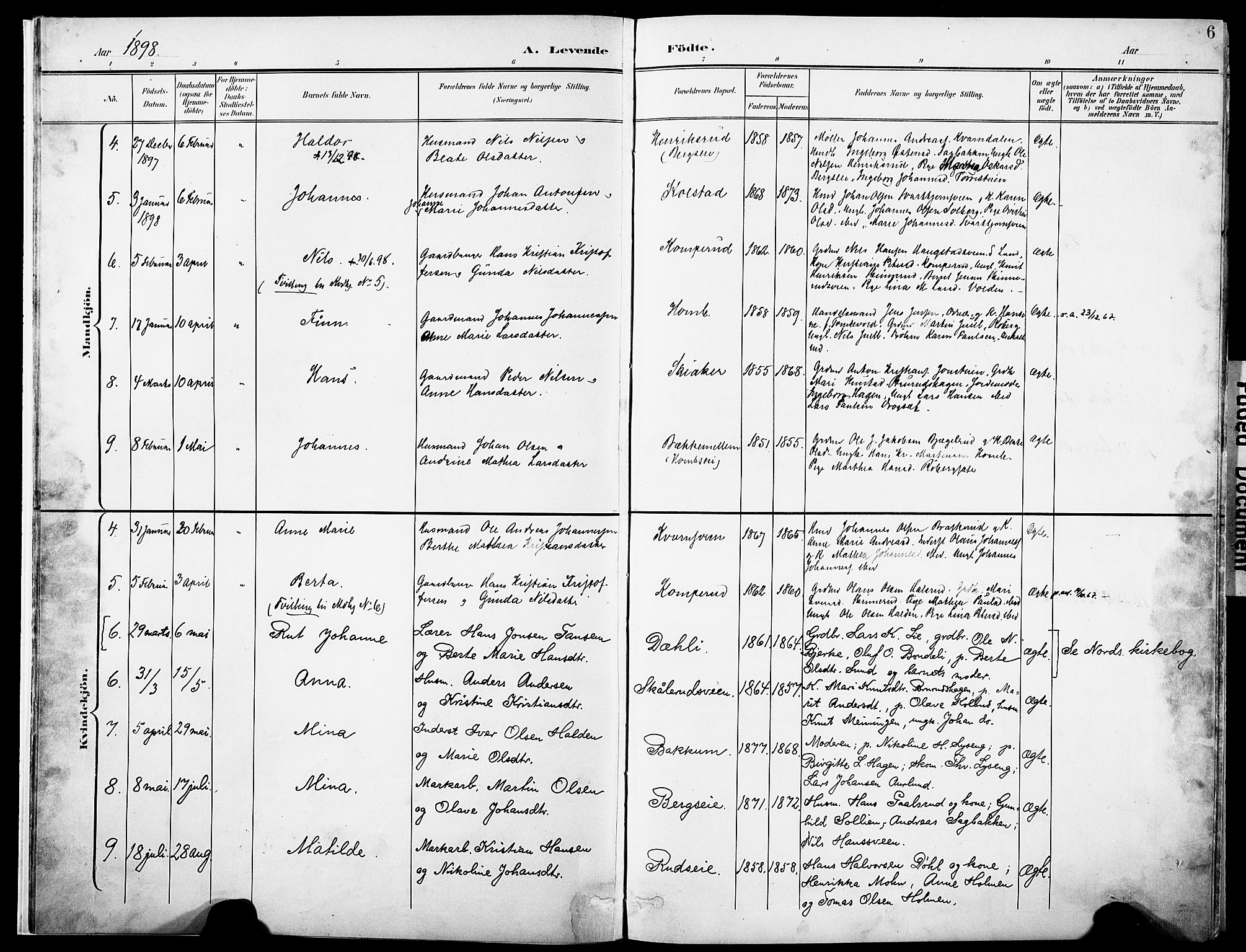Nordre Land prestekontor, SAH/PREST-124/H/Ha/Haa/L0006: Parish register (official) no. 6, 1897-1914, p. 6