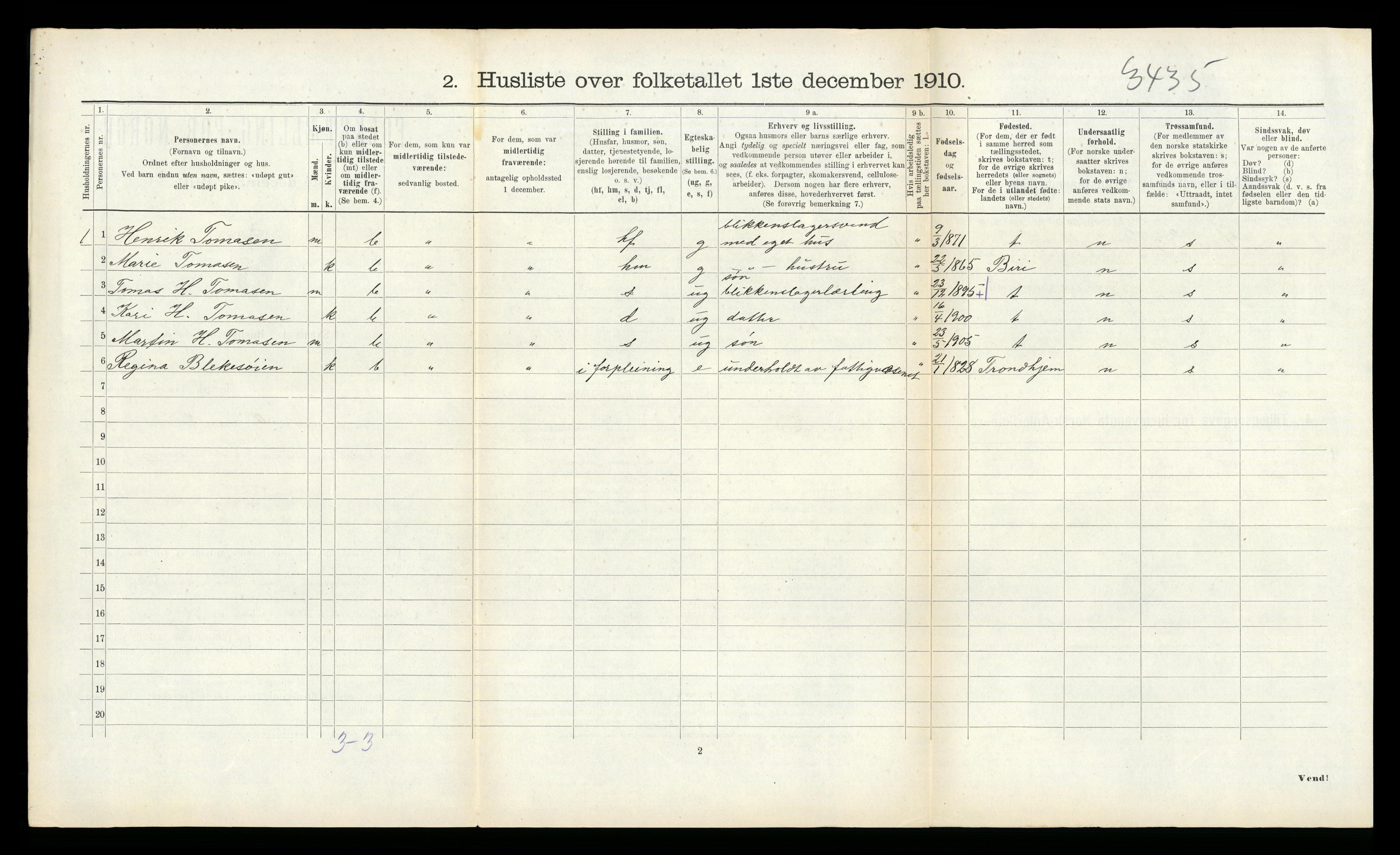 RA, 1910 census for Melhus, 1910, p. 363