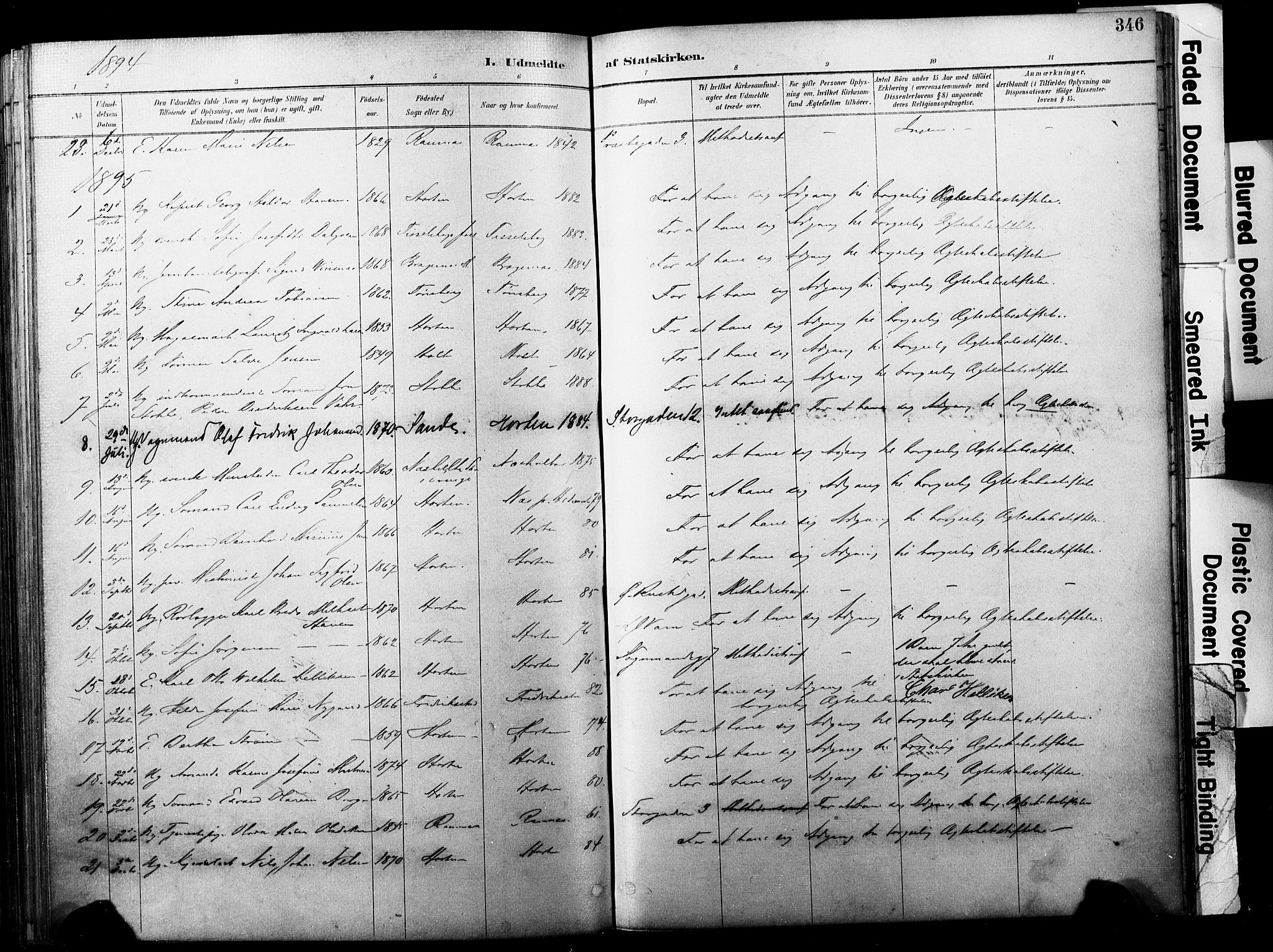 Horten kirkebøker, AV/SAKO-A-348/F/Fa/L0004: Parish register (official) no. 4, 1888-1895, p. 346