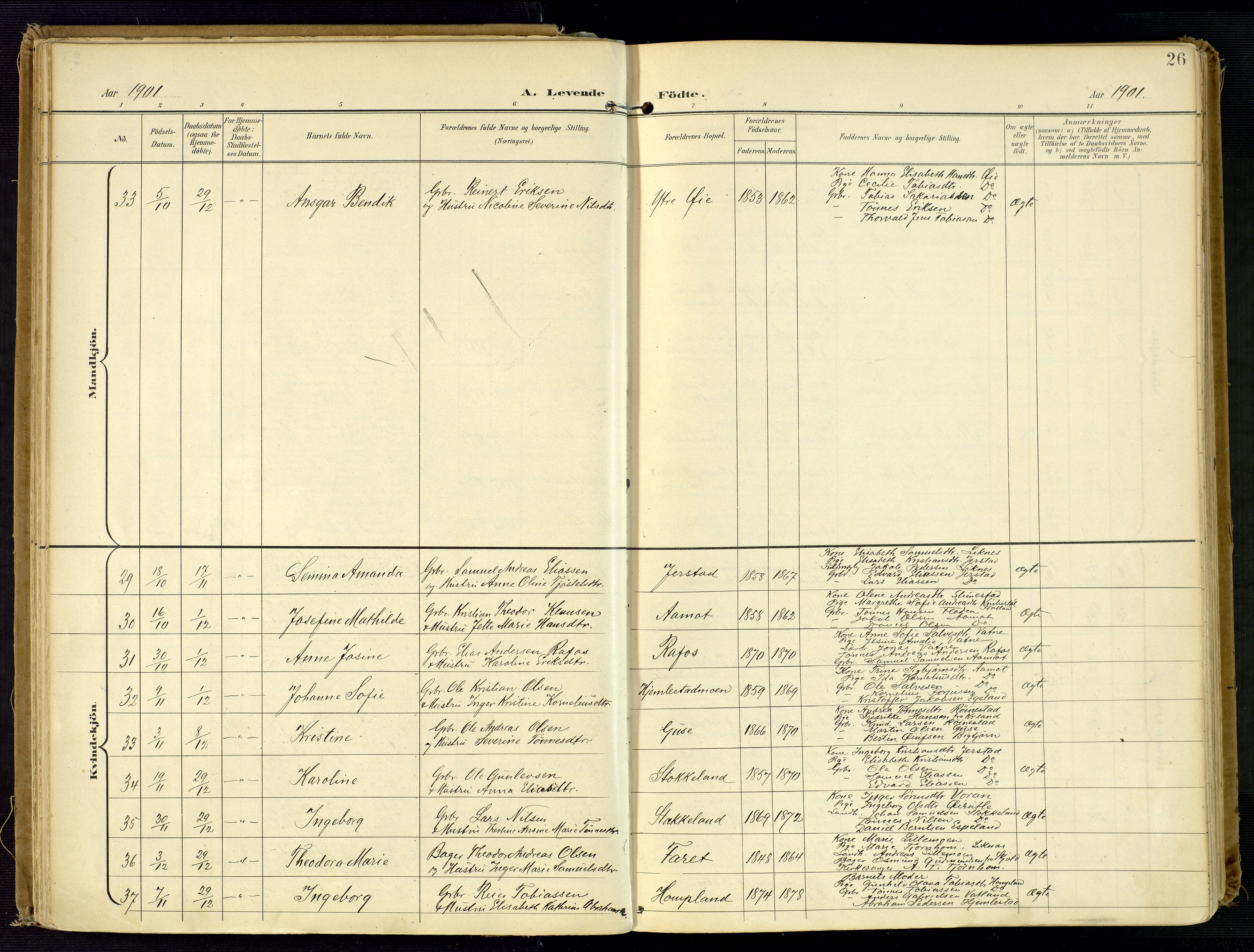 Kvinesdal sokneprestkontor, AV/SAK-1111-0026/F/Fa/Fab/L0009: Parish register (official) no. A 9, 1898-1915, p. 26